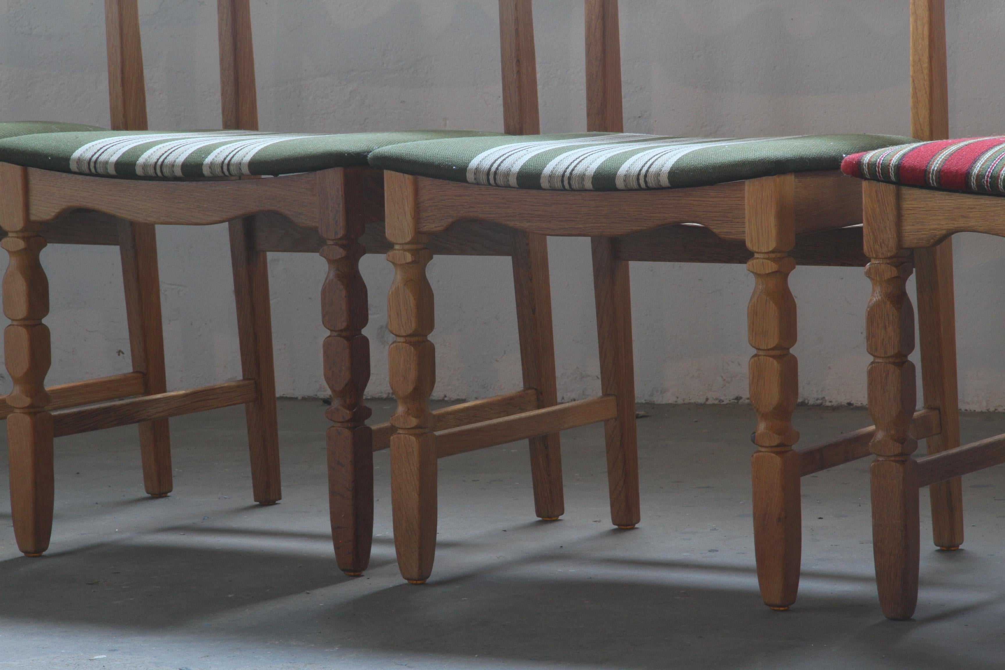 Henning Kjaernulf Razorblade Danish Brutalist Oak Dining Chairs '7' In Good Condition In Store Heddinge, DK