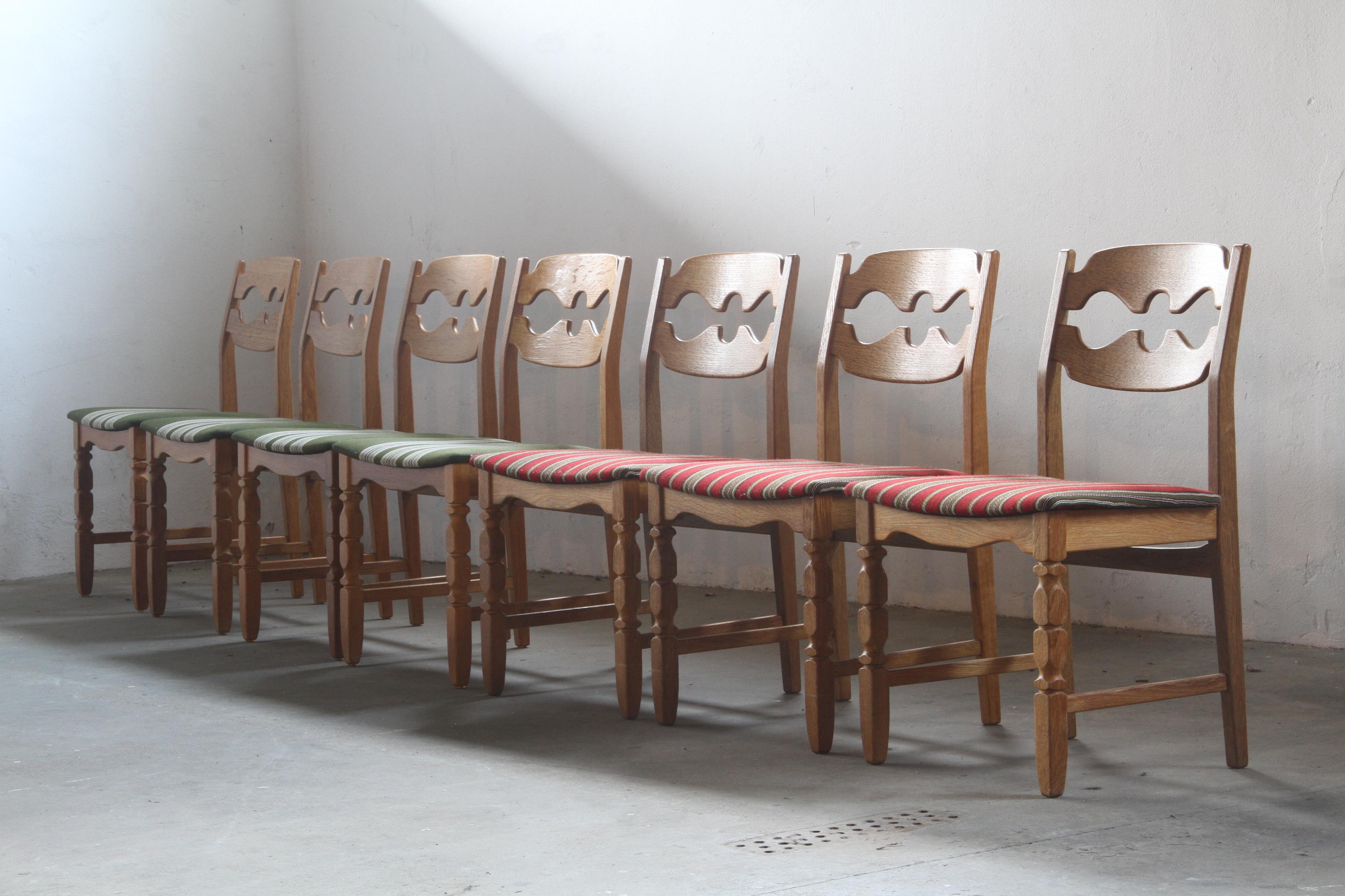 Henning Kjaernulf Razorblade Danish Brutalist Oak Dining Chairs '7' 2