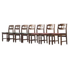 Henning Kjaernulf Razorblade Danish Brutalist Oak Dining Chairs '7'