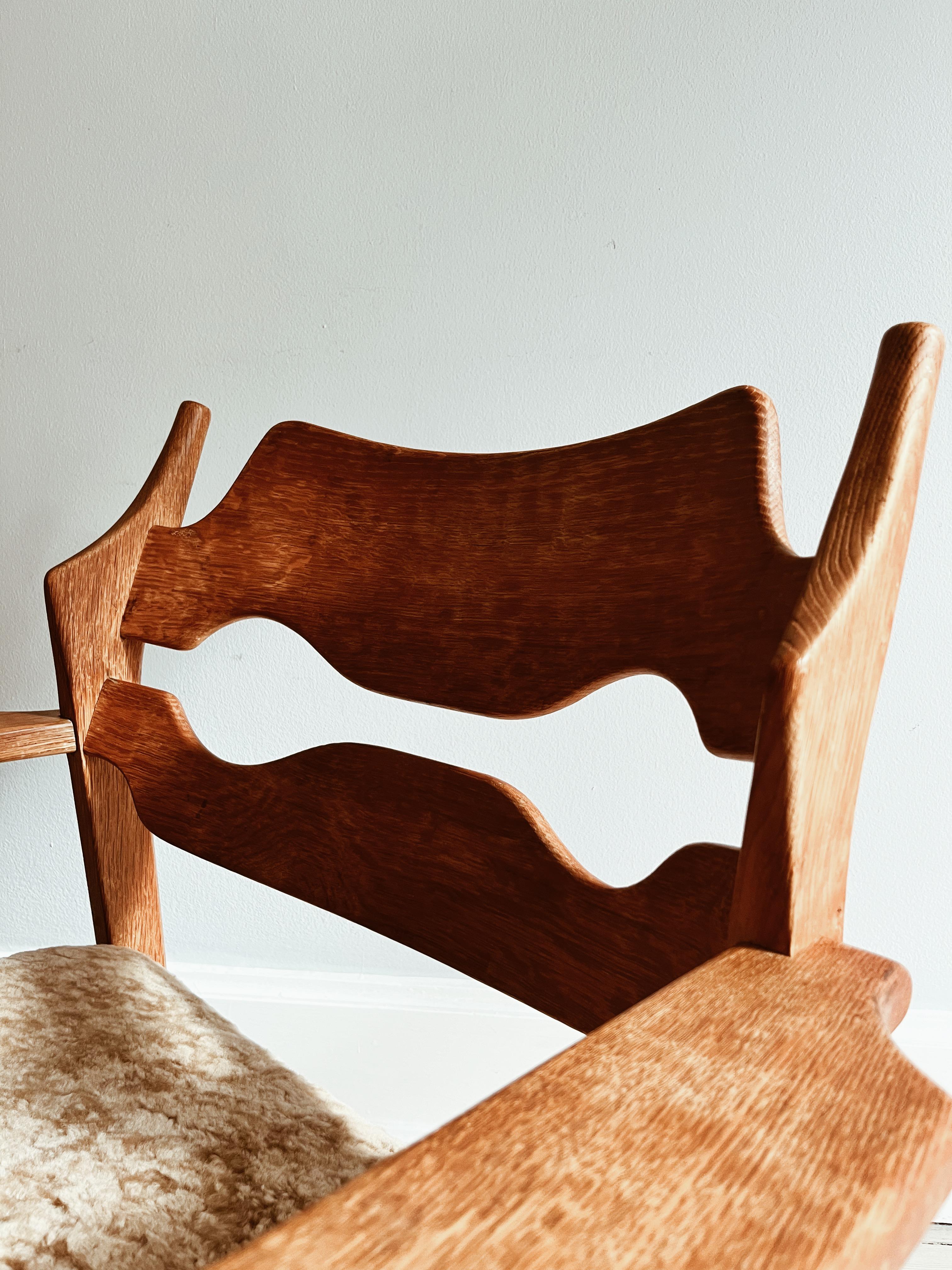 Hand-Crafted Henning Kjærnulf Razorblade lounge chair reupholstered in honey colored wool