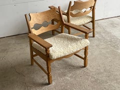 Henning Kjærnulf, "Razorblade" Oak Lounge Chairs, Danish Mid Century, 1960s
