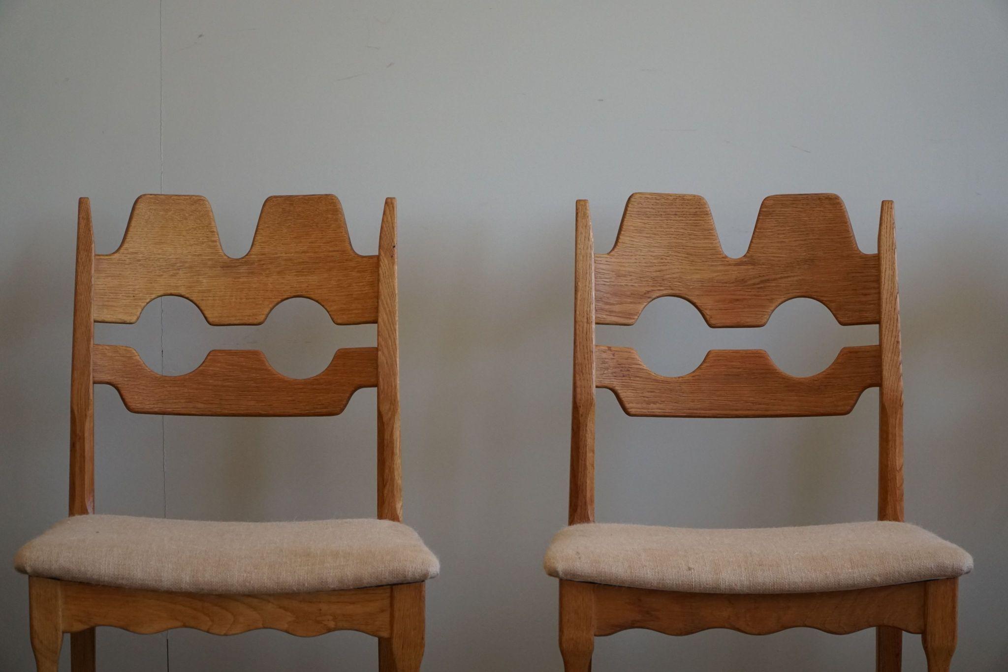 Henning Kjærnulf, Razorblade, Set of 8 Chairs, Oak & Hessian, Mid Century, 1960s 4