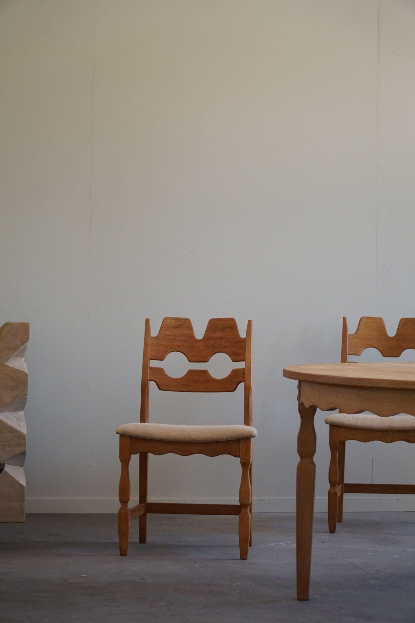 Henning Kjærnulf, Razorblade, Set of 8 Chairs, Oak & Hessian, Mid Century, 1960s 13