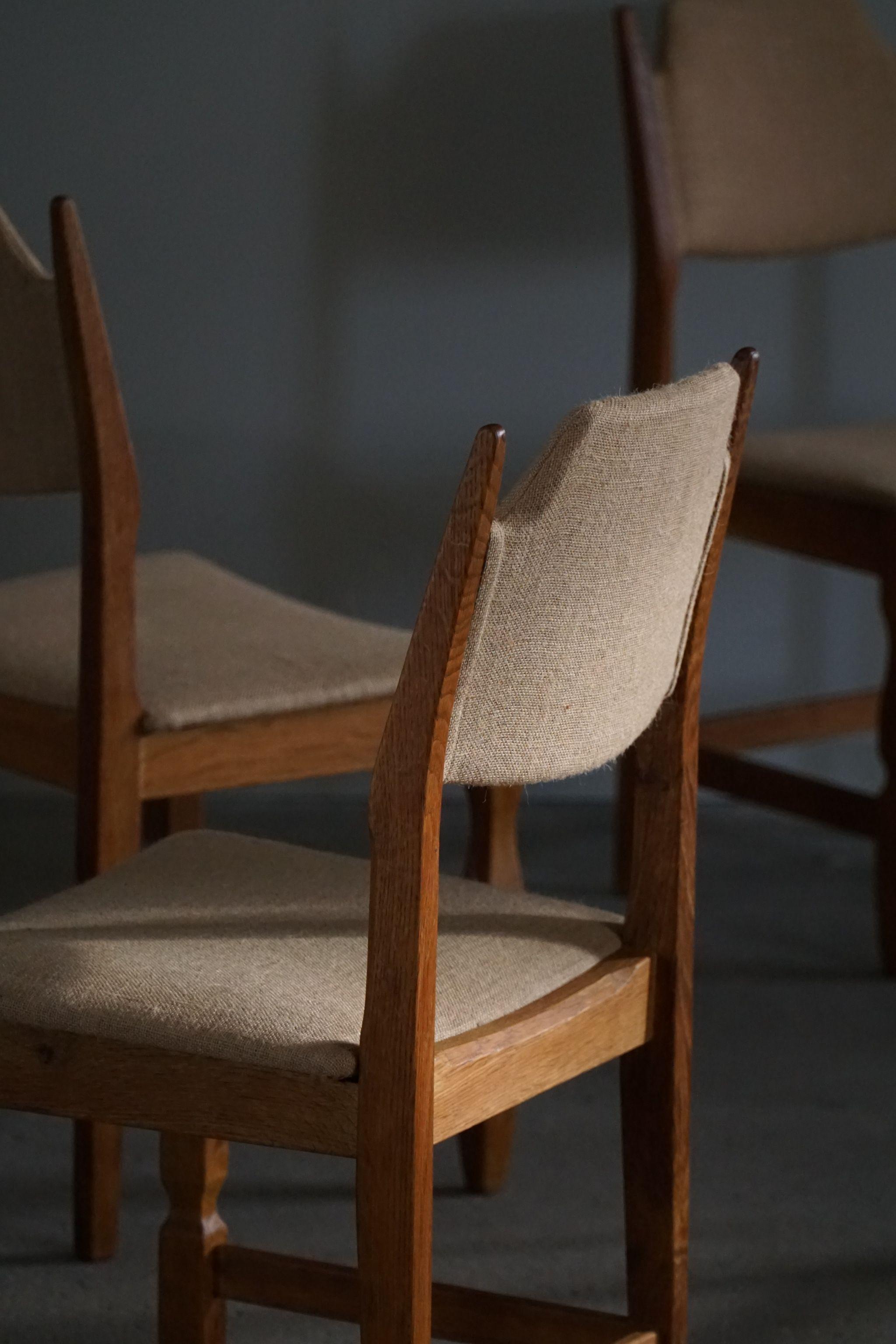 Henning Kjærnulf, Set of 10 Chairs, Oak & Hessian, Mid Century Modern, 1960s 4