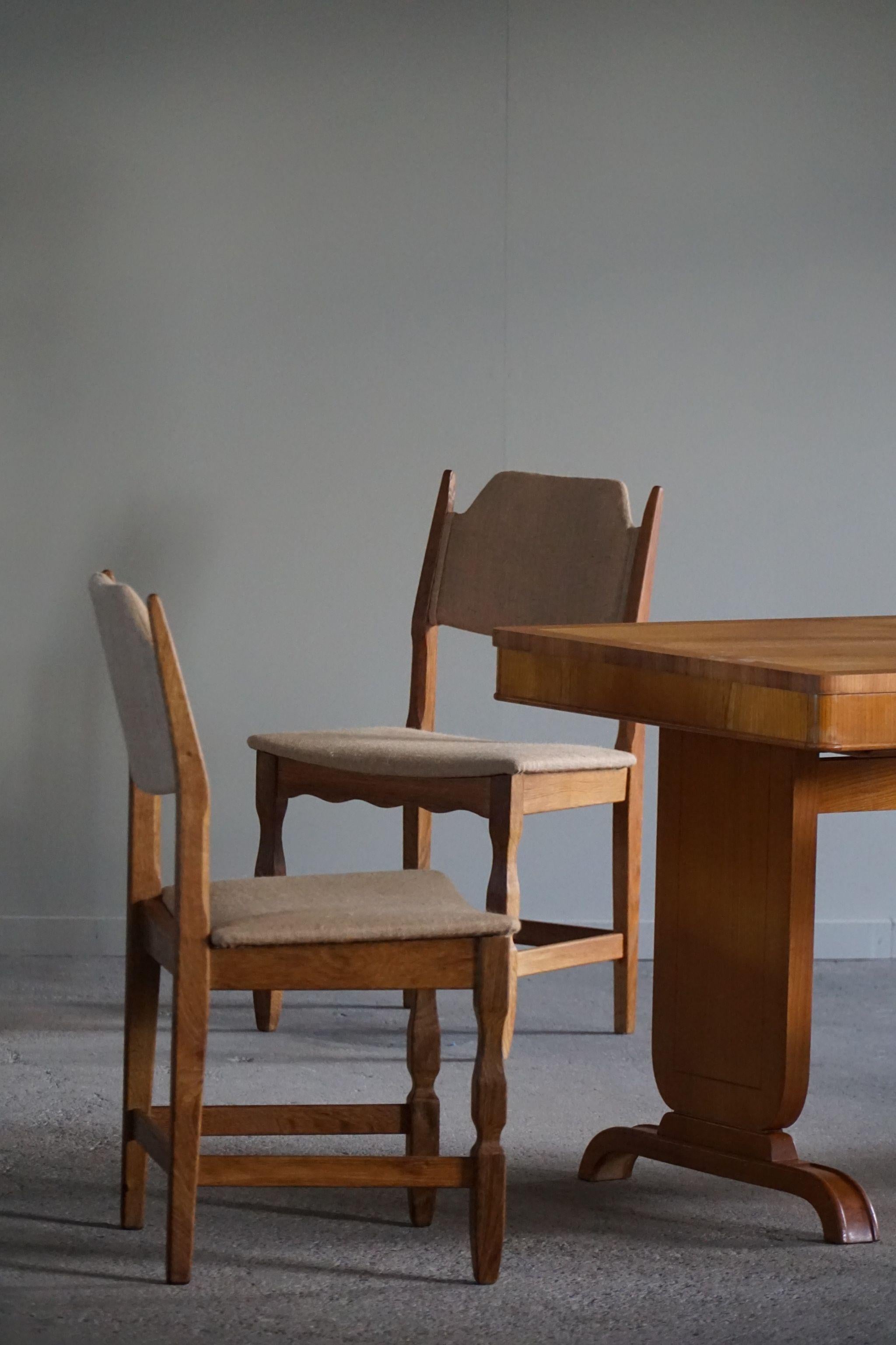 Baroque Henning Kjærnulf, Set of 10 Chairs, Oak & Hessian, Mid Century Modern, 1960s