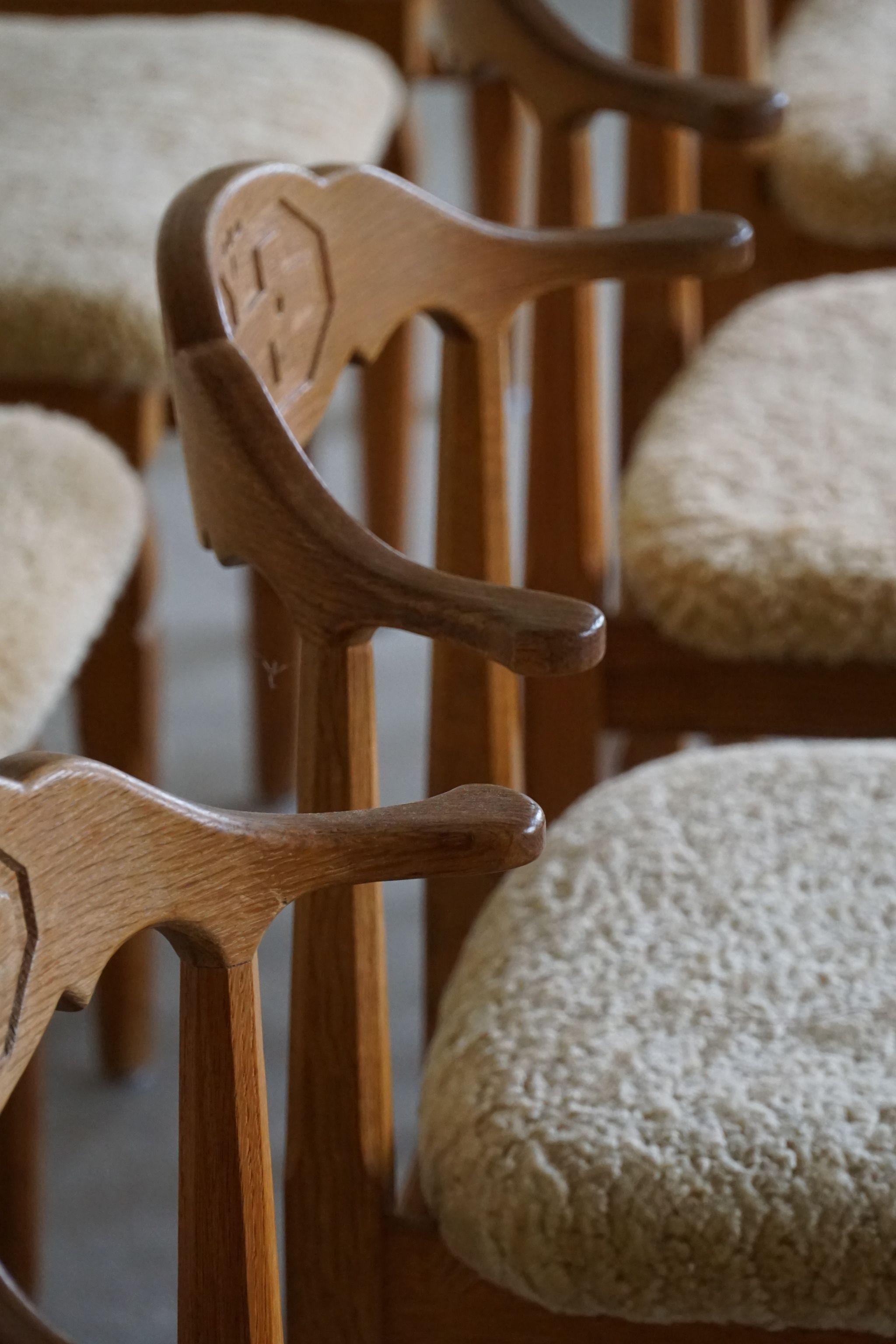 Henning Kjærnulf, Set of 10 Dining Chairs, Reupholstered in Lambswool, 1960s 2