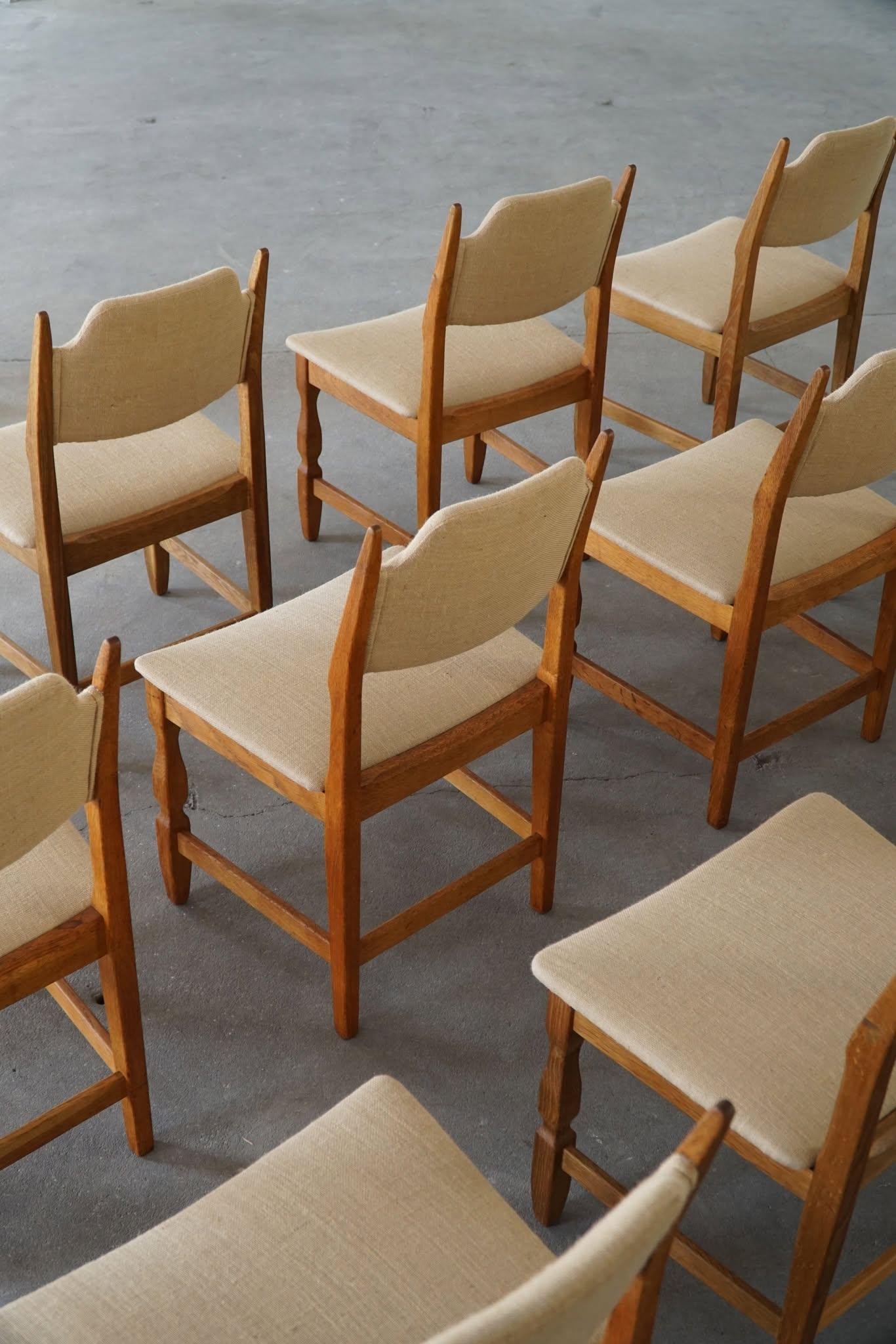 Henning Kjærnulf, Satz von 12 Stühlen, Eiche & Hessisch, Mid Century Modern, 1960er Jahre im Angebot 5
