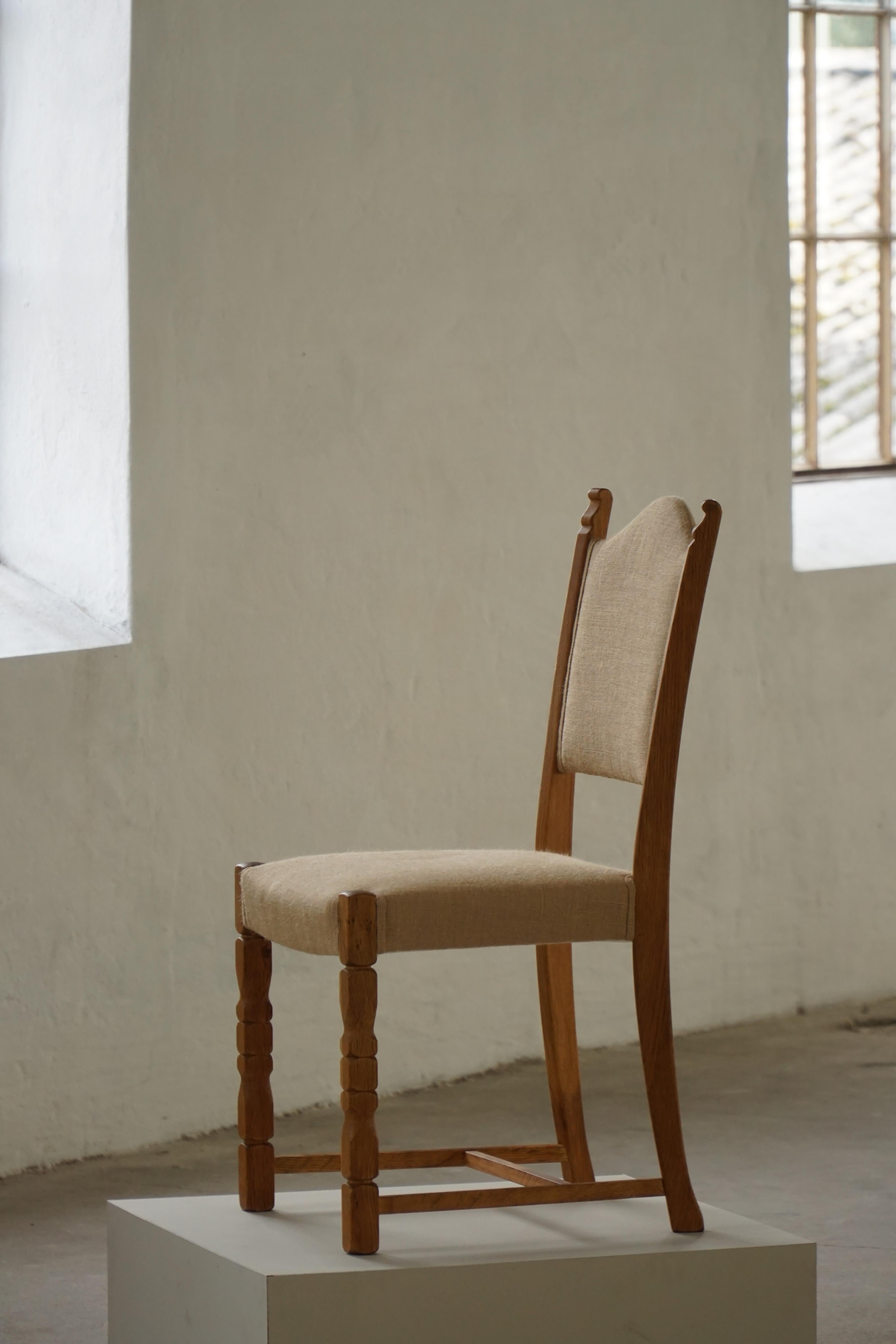Henning Kjærnulf, Satz von 12 Stühlen, Eiche & Hessisch, Mid Century Modern, 1960er Jahre im Angebot 1
