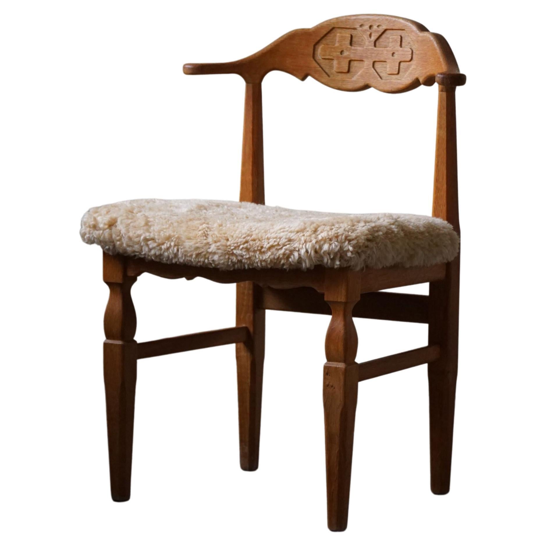 Henning Kjærnulf, Set of 2 Dining Chairs, Reupholstered in Lambswool