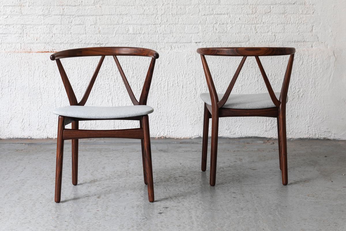 Mid-Century Modern Henning Kjaernulf, ensemble de 4 chaises de salle à manger 'Model 225' pour Bruno Hansen, années 1960 en vente
