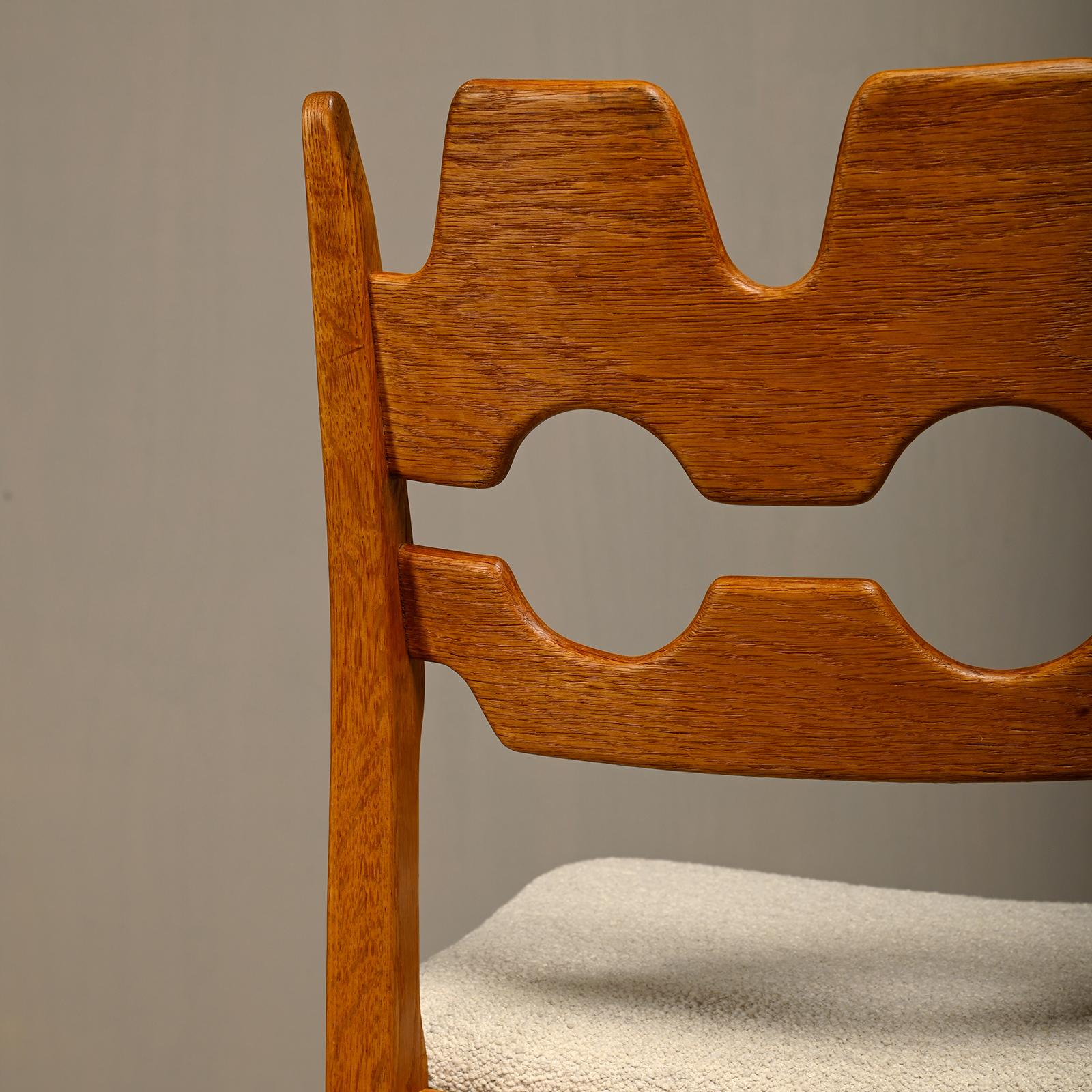 Henning Kjærnulf Set of 4 Razorblade Dining Chairs in Off-White Bouclé and Oak 8