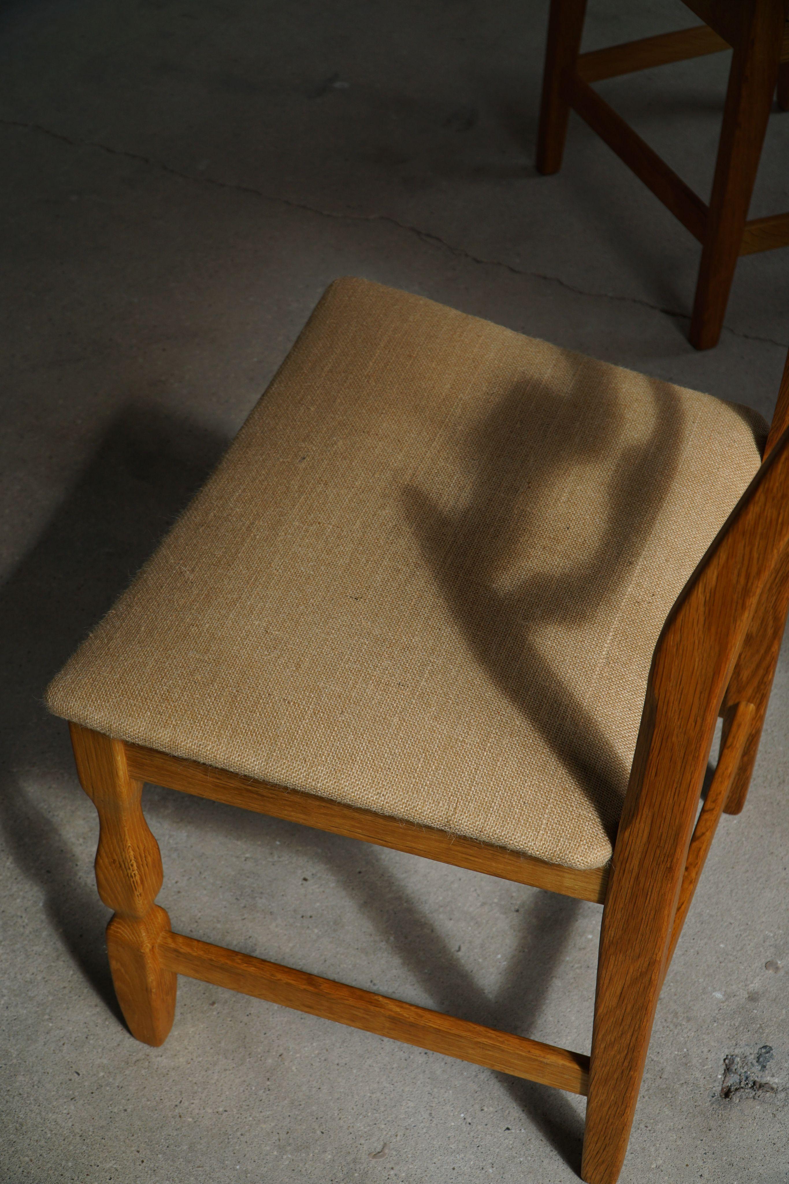 Henning Kjærnulf, ensemble de 6 chaises, Oak Oak & Hessian, Mid Century Modern, 1960s en vente 3