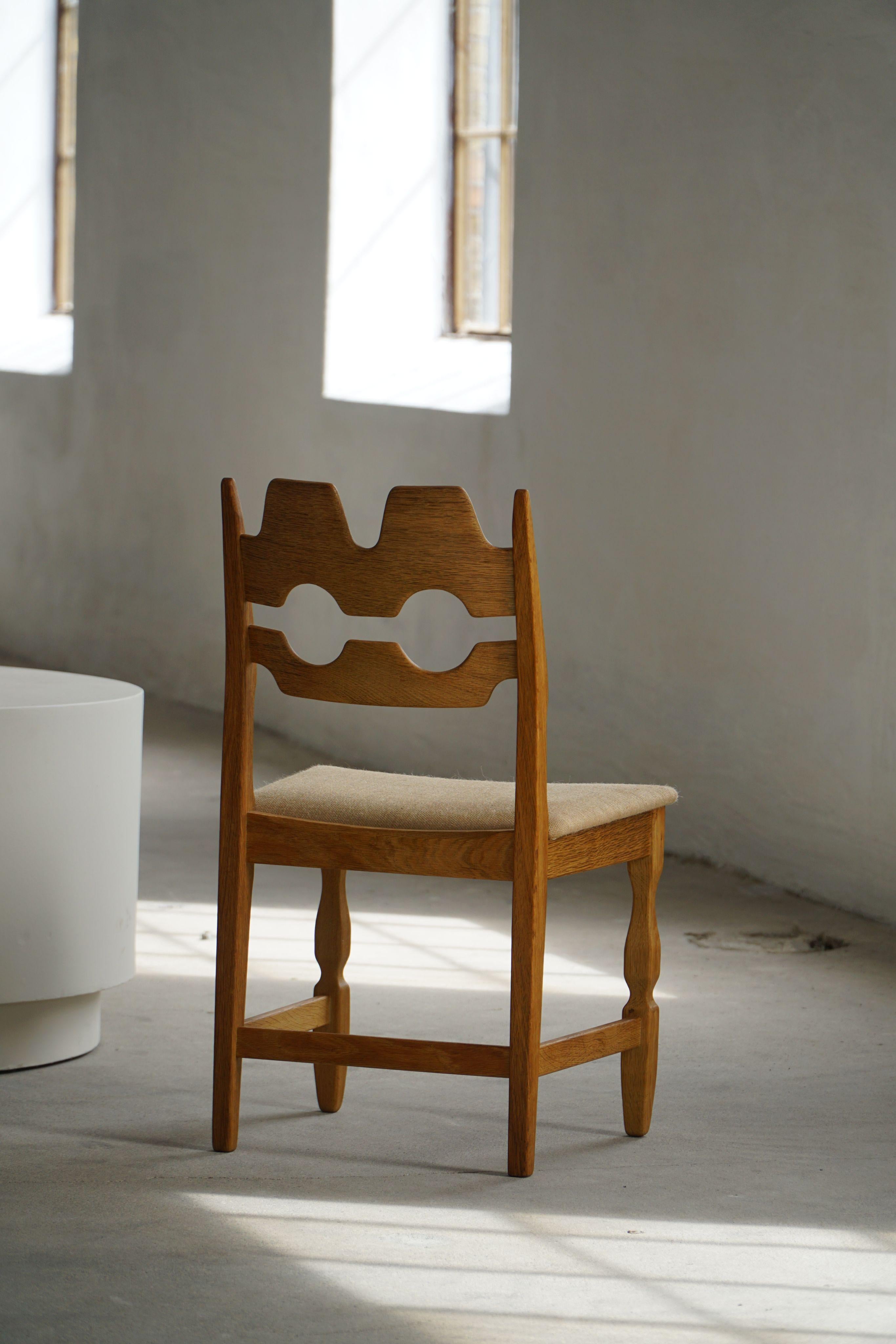 Henning Kjærnulf, ensemble de 6 chaises, Oak Oak & Hessian, Mid Century Modern, 1960s en vente 4