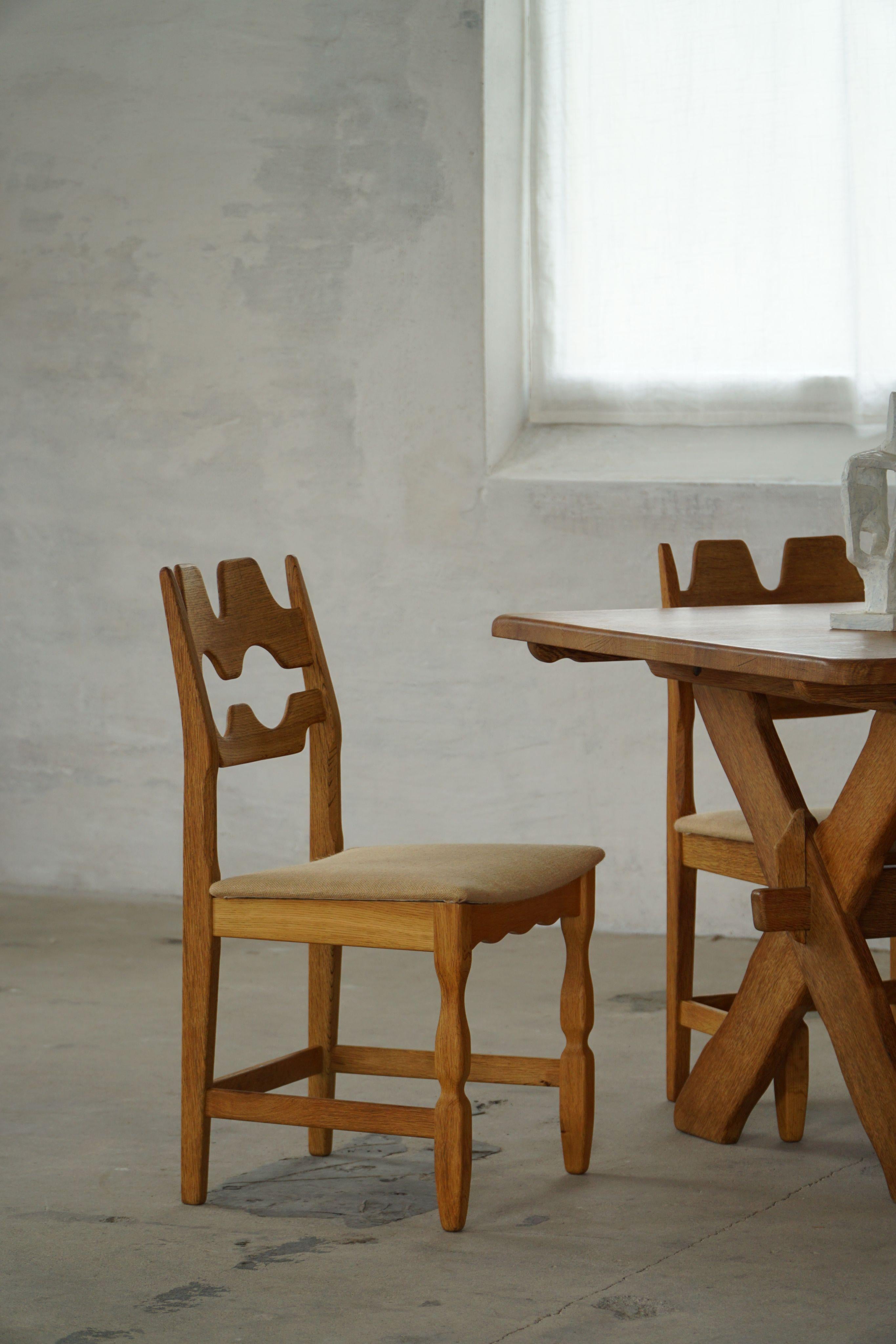Henning Kjærnulf, ensemble de 6 chaises, Oak Oak & Hessian, Mid Century Modern, 1960s en vente 10