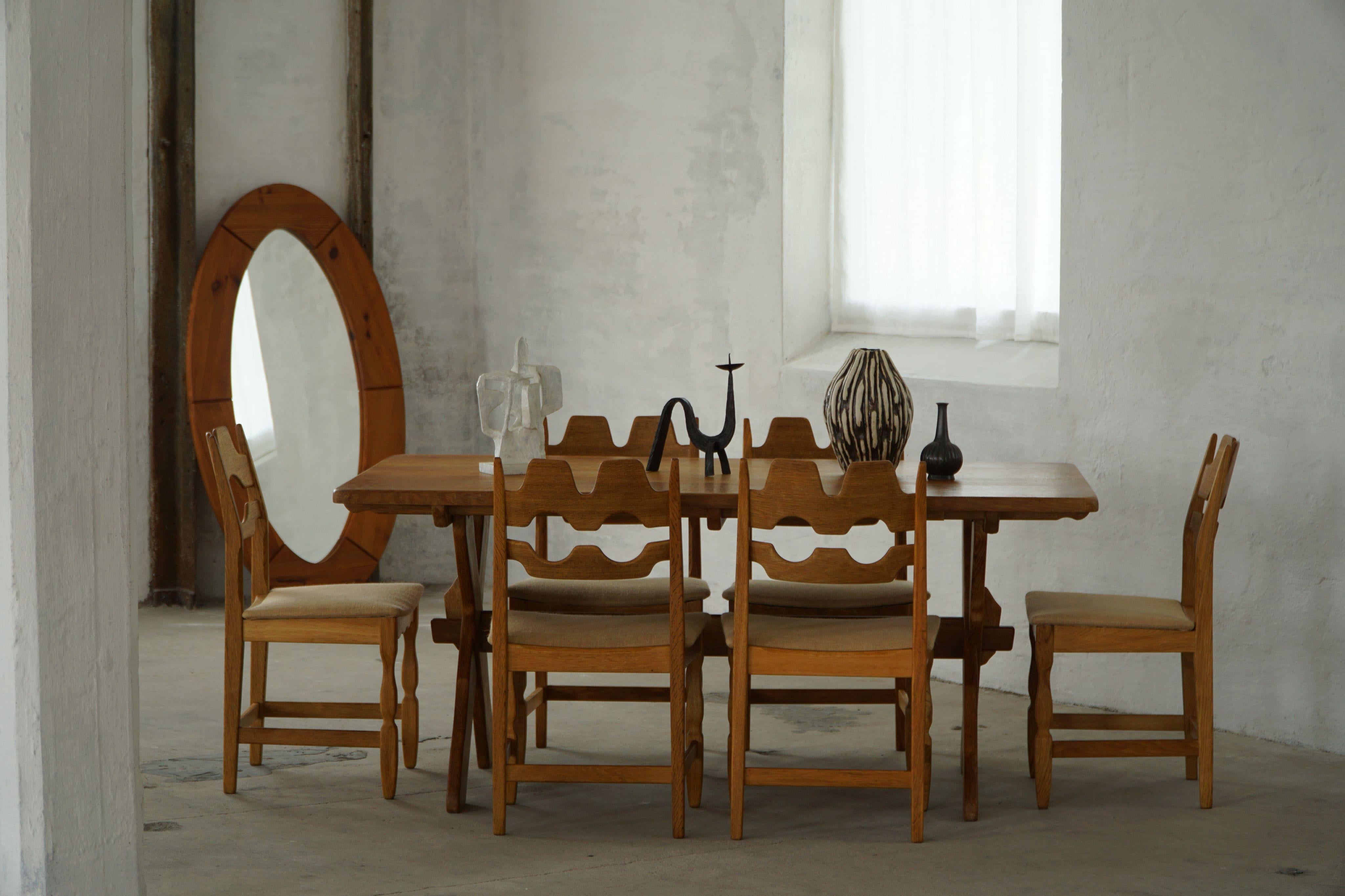 Henning Kjærnulf, ensemble de 6 chaises, Oak Oak & Hessian, Mid Century Modern, 1960s en vente 12