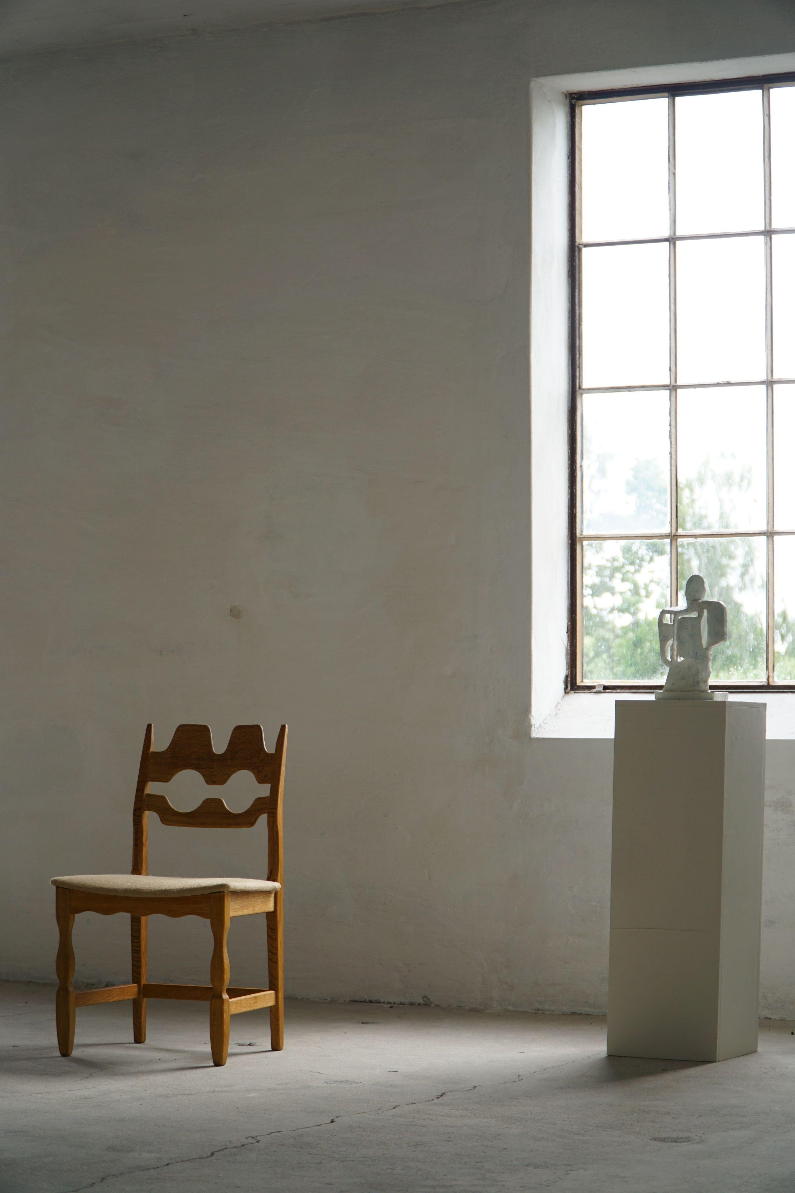 20ième siècle Henning Kjærnulf, ensemble de 6 chaises, Oak Oak & Hessian, Mid Century Modern, 1960s en vente