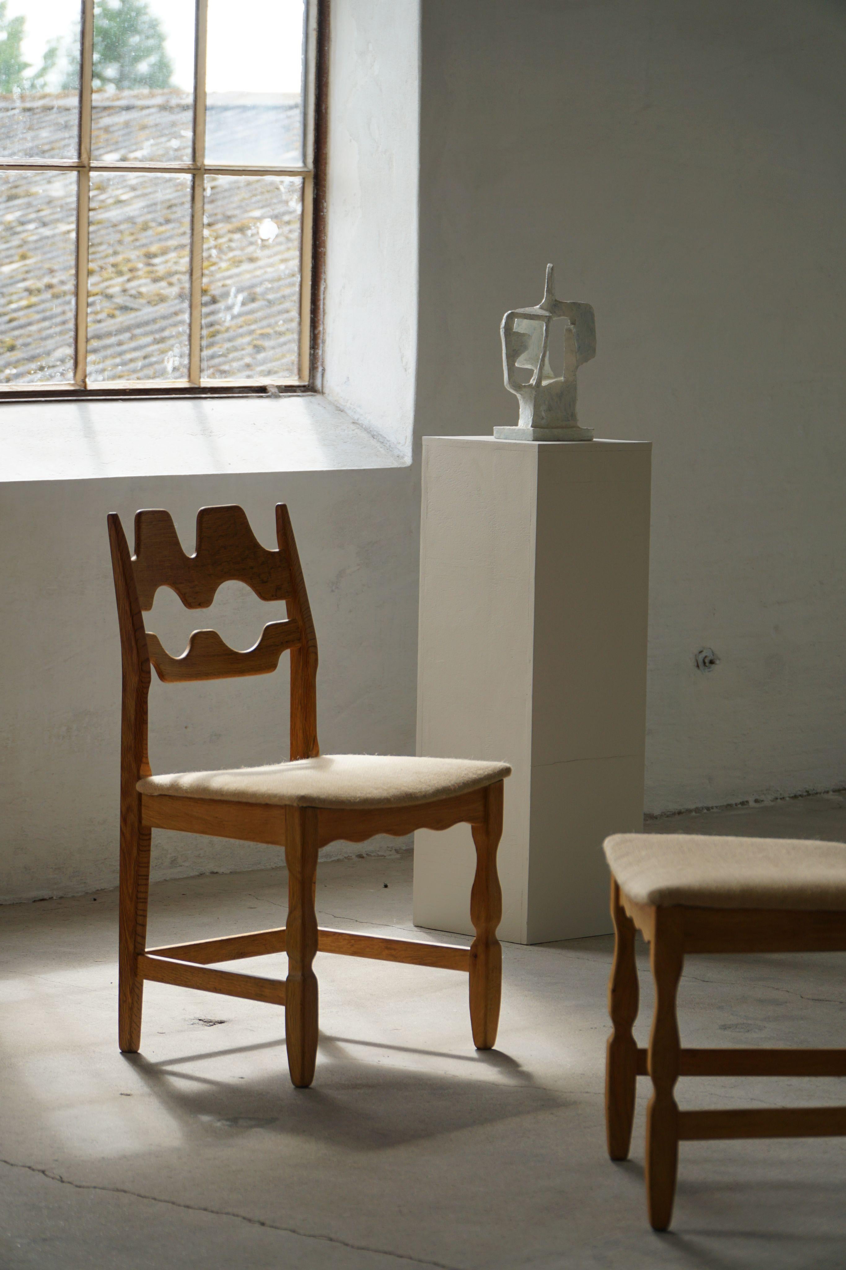Toile de jute Henning Kjærnulf, ensemble de 6 chaises, Oak Oak & Hessian, Mid Century Modern, 1960s en vente