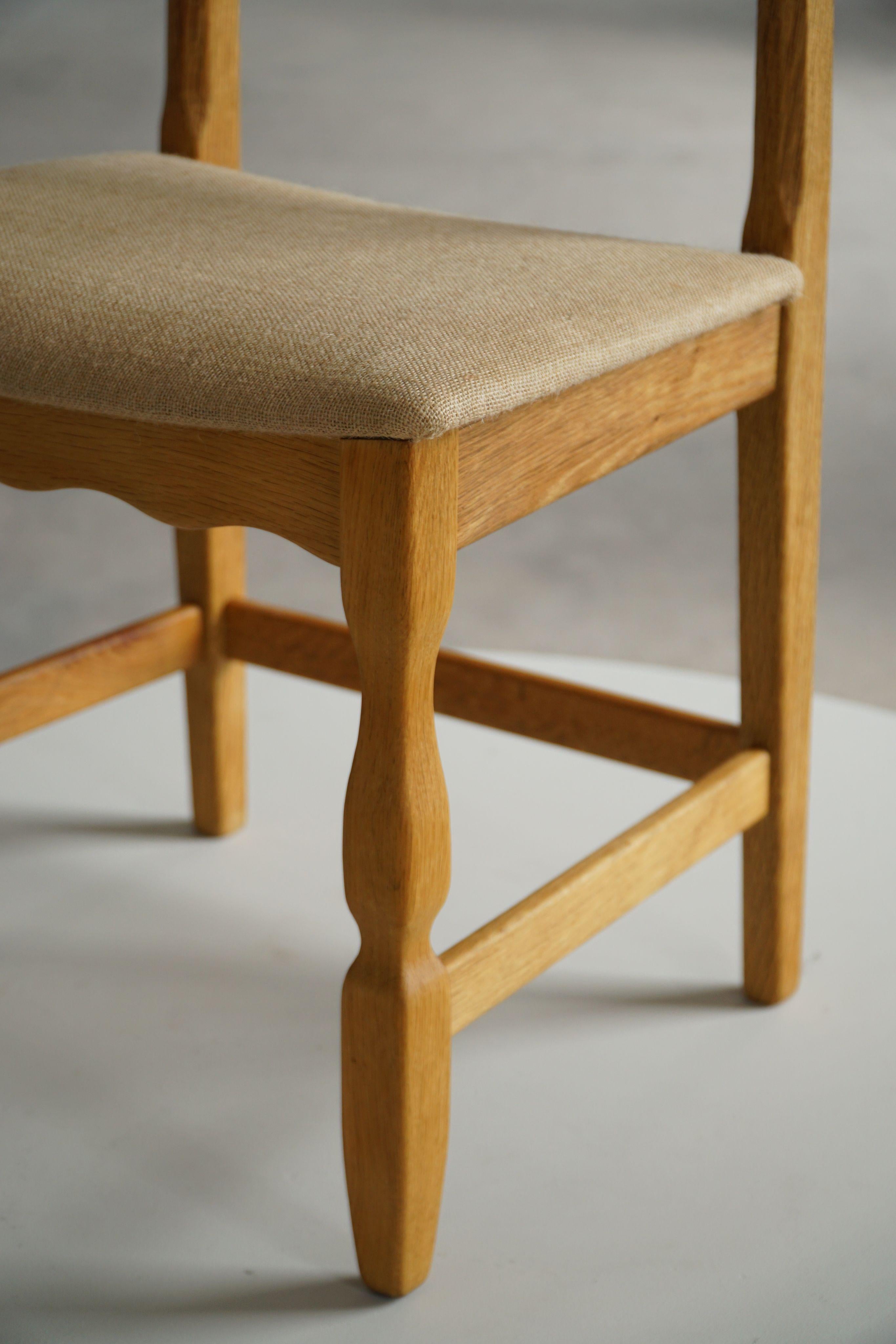 Henning Kjærnulf, ensemble de 6 chaises, Oak Oak & Hessian, Mid Century Modern, 1960s en vente 1