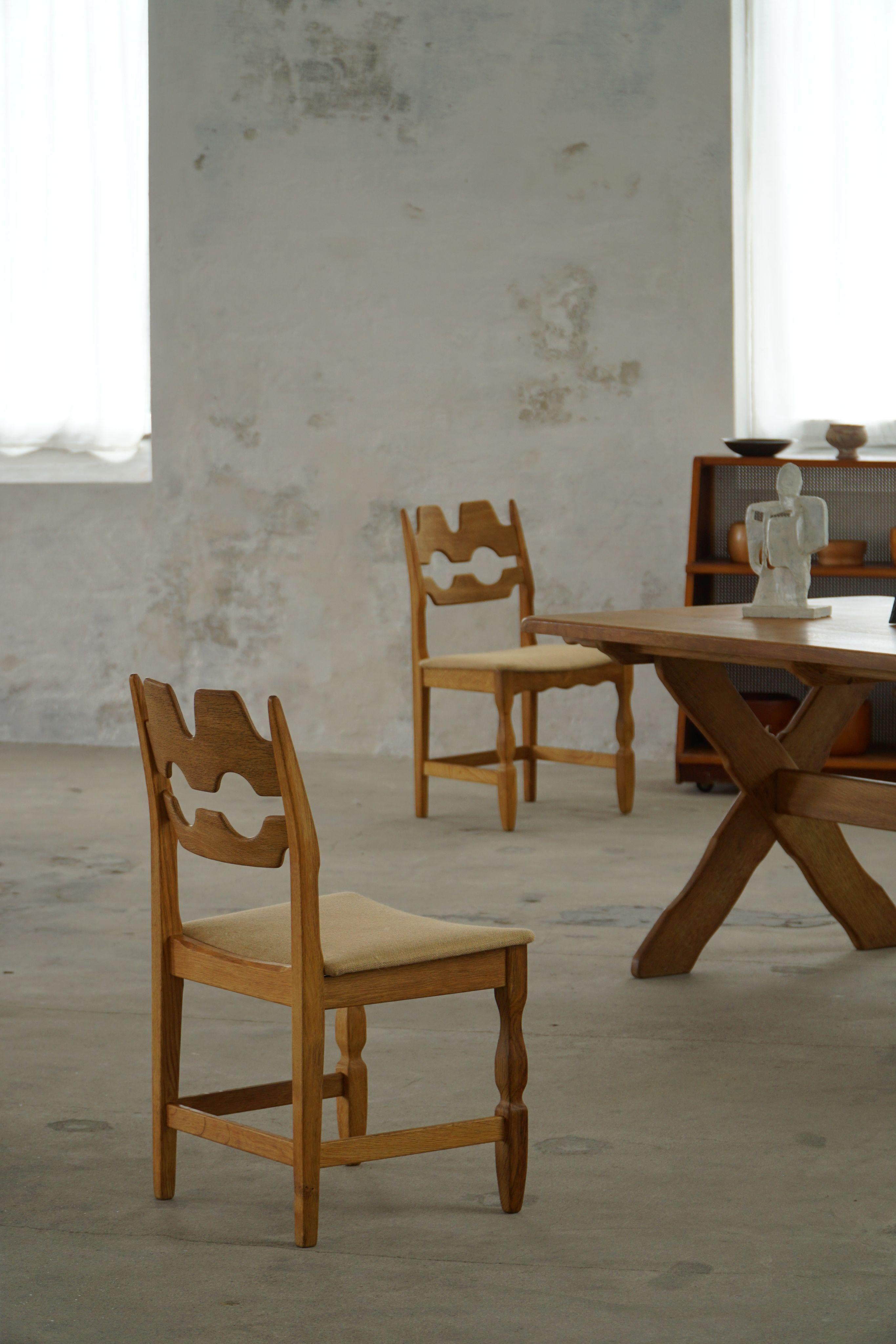 Henning Kjærnulf, ensemble de 6 chaises, Oak Oak & Hessian, Mid Century Modern, 1960s en vente 2