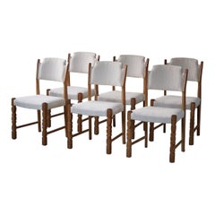 Henning Kjærnulf, Set of 6 Chairs, Reupholstered in Bouclé, Danish Modern, 1960s