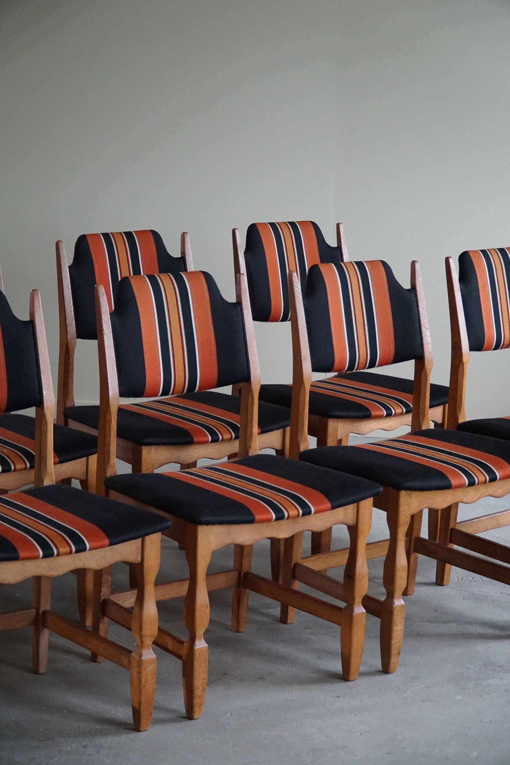 Baroque Henning Kjærnulf, Set of 8 Dining Chairs, Danish Mid Century Modern, 1960s
