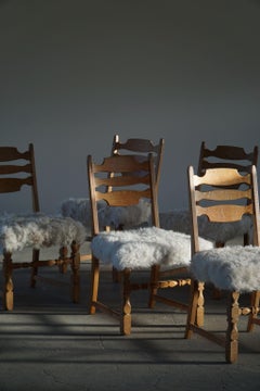Henning Kjærnulf, Set of 6 Dining Chairs, Reupholstered in Lambswool, 1960s