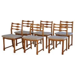 Henning Kjærnulf, Set of 6 Dining Chairs, Reupholstered in Lambswool, 1960s