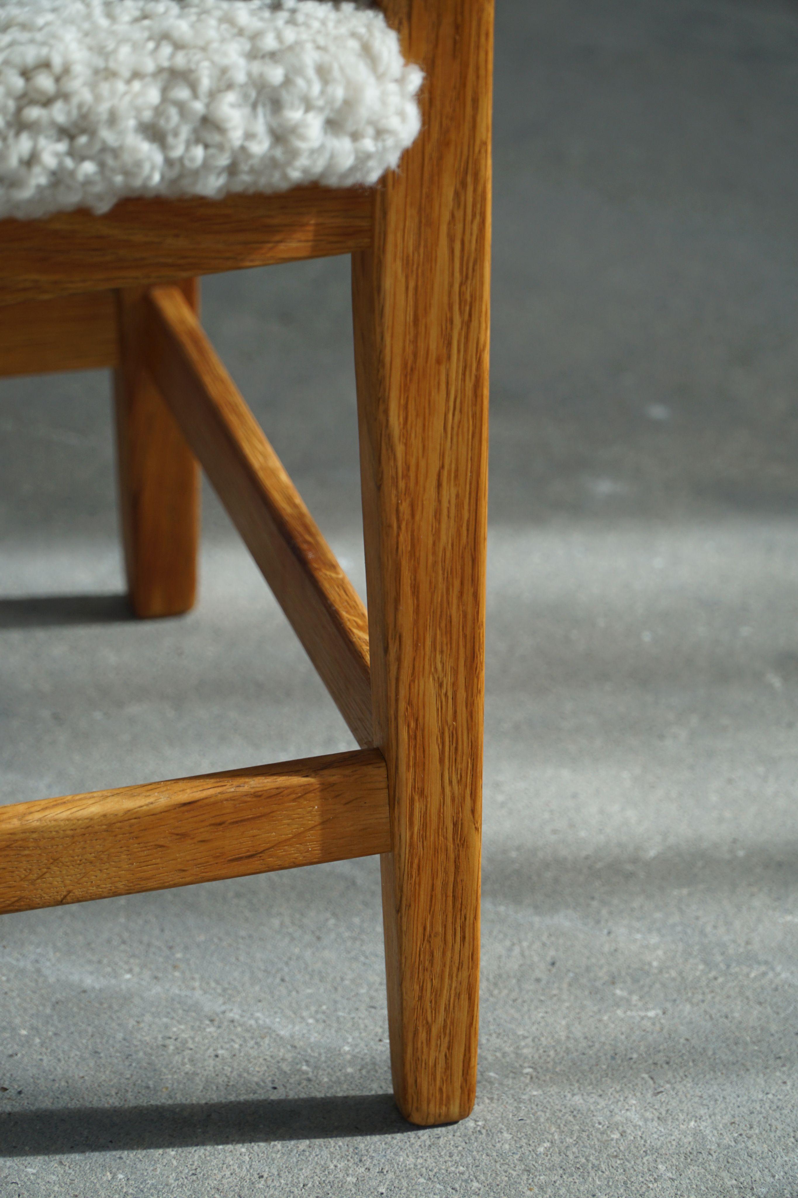 Henning Kjærnulf, Set of 8 Chairs, Oak & Lambswool, Mid Century Modern, 1960s For Sale 4