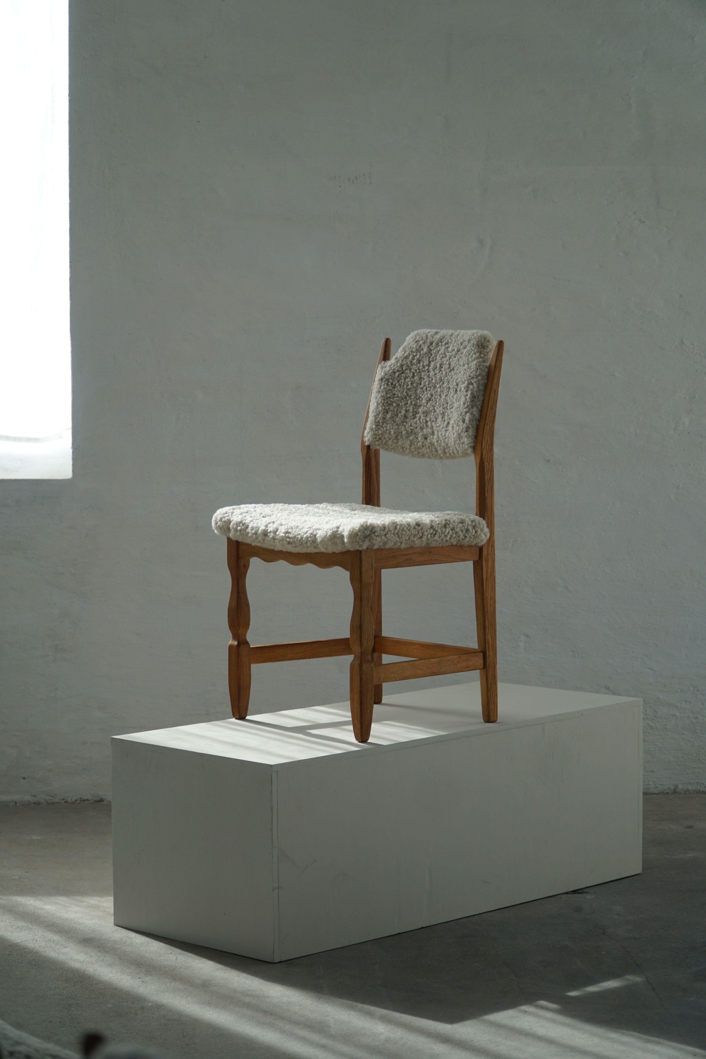 Henning Kjærnulf, Set of 8 Chairs, Oak & Lambswool, Mid Century Modern, 1960s For Sale 10