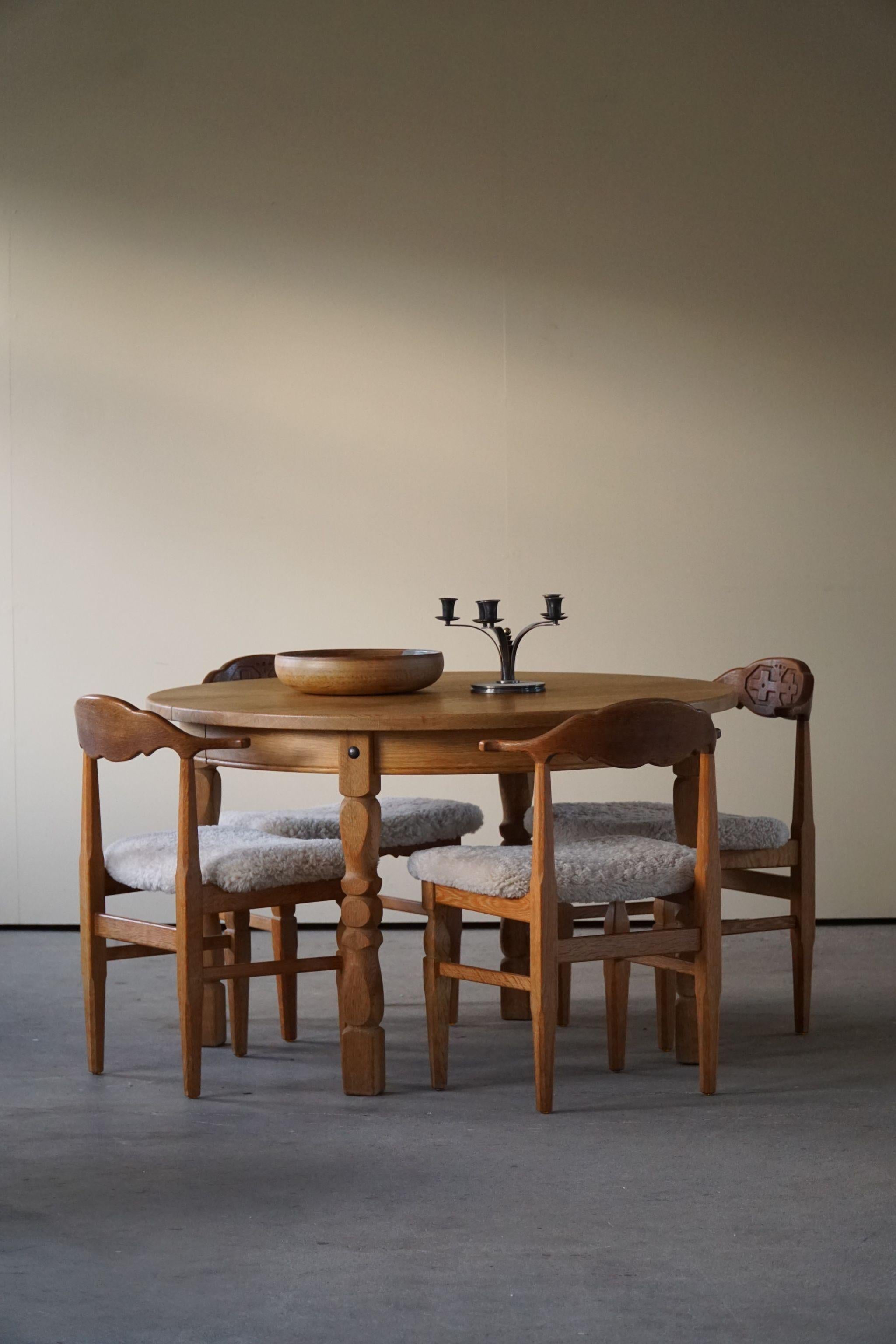 Henning Kjærnulf, Set of 8 Dining Chairs, Reupholstered in Lambswool, 1960s 3