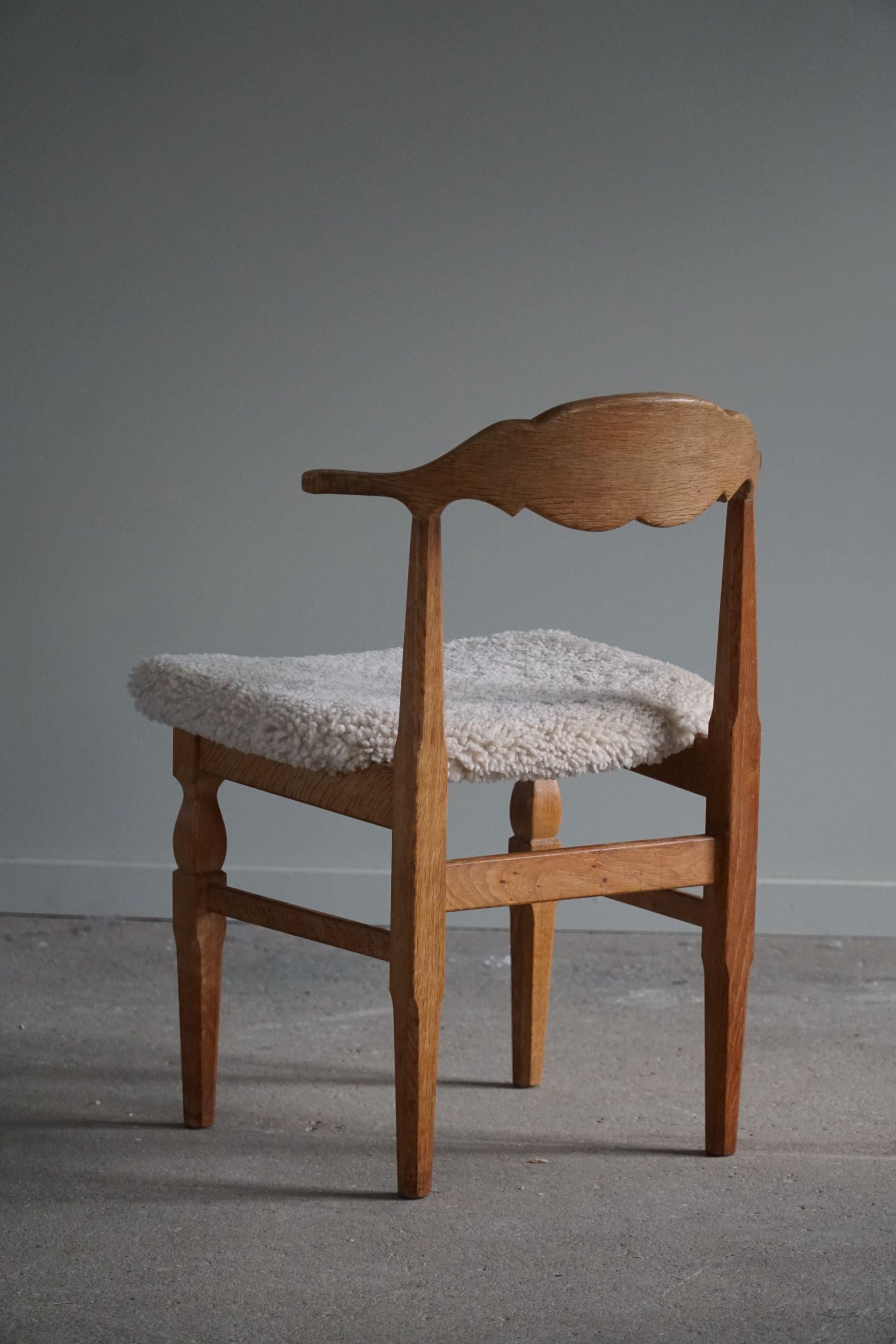 Danish Henning Kjærnulf, Set of 8 Dining Chairs, Reupholstered in Lambswool, 1960s