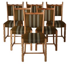 Henning Kjærnulf set of 4 Dining Chairs in Oak & Olmerdug Wool Fabric, 1960s
