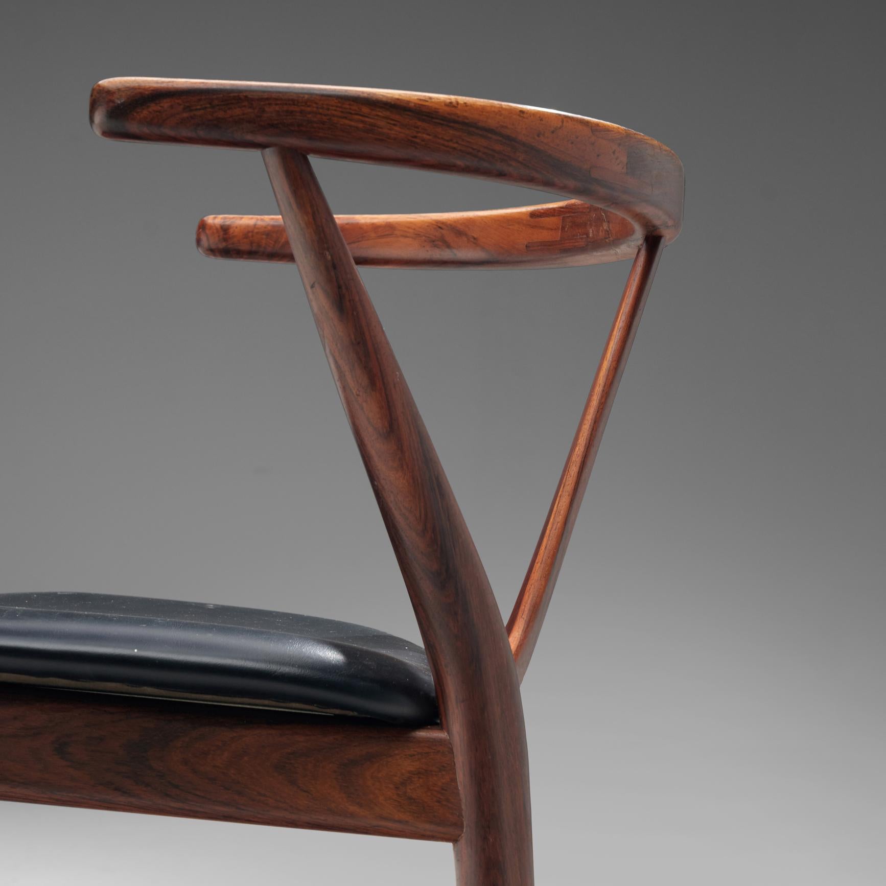 Henning Kjaernulf Set of Dining Chairs Model '255' in Rosewood In Good Condition In Waalwijk, NL