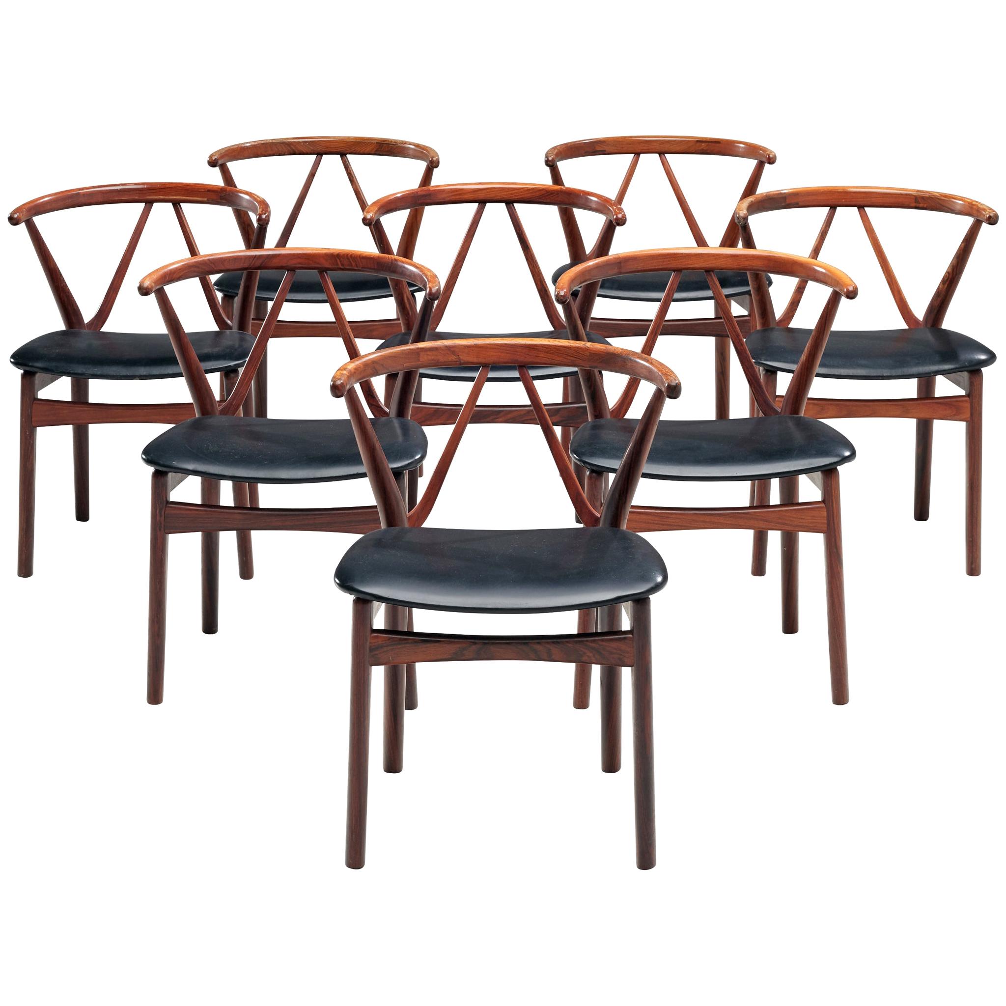 Henning Kjaernulf Set of Dining Chairs Model '255' in Rosewood