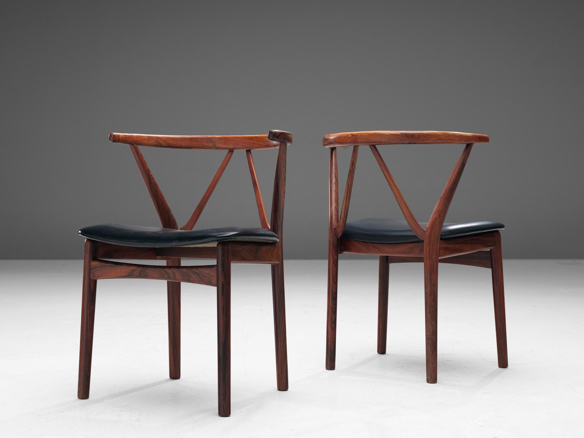 Henning Kjaernulf Set of Eight Dining Chairs in Rosewood In Good Condition In Waalwijk, NL