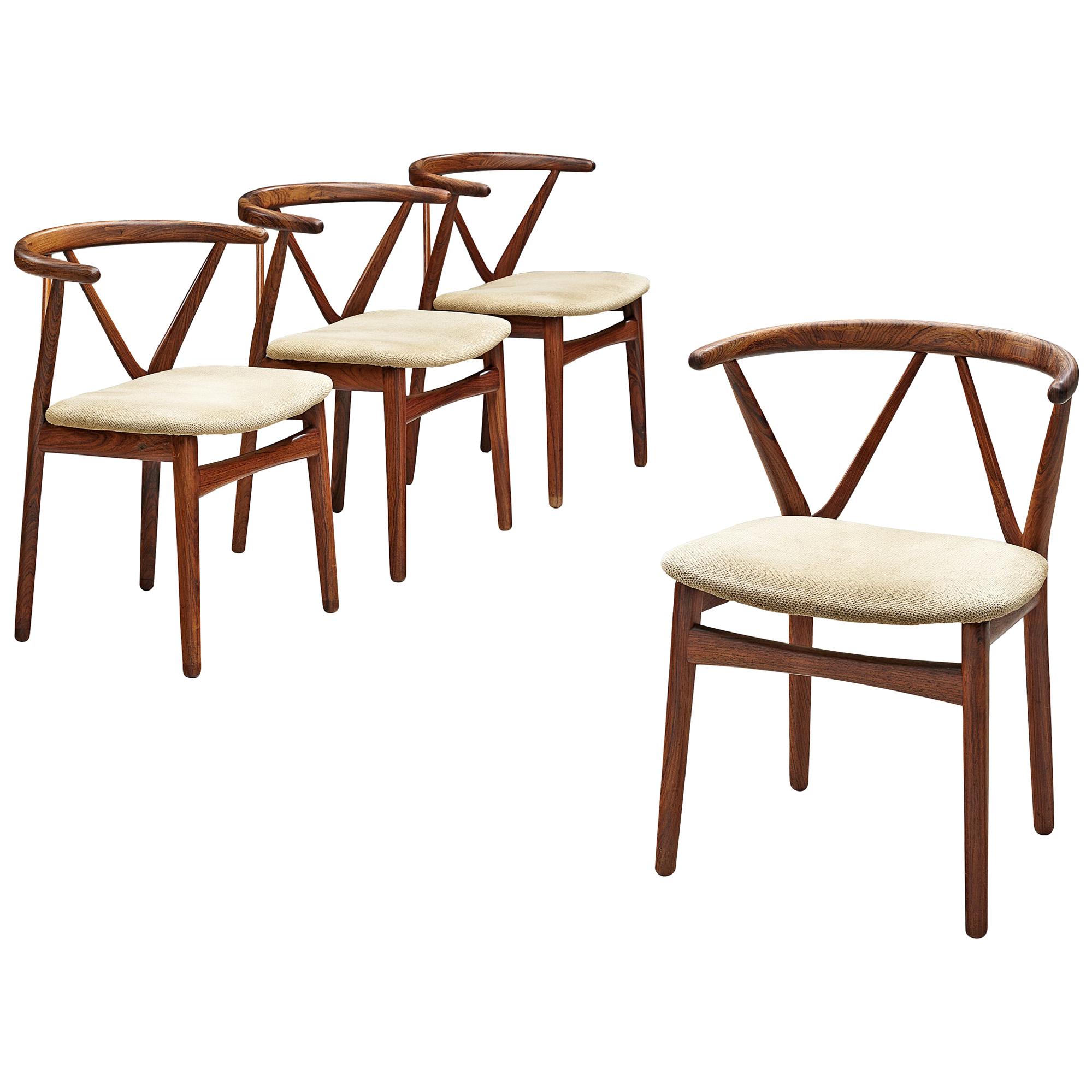 Henning Kjaernulf Set of Four Dining Chairs Model '255' in Rosewood