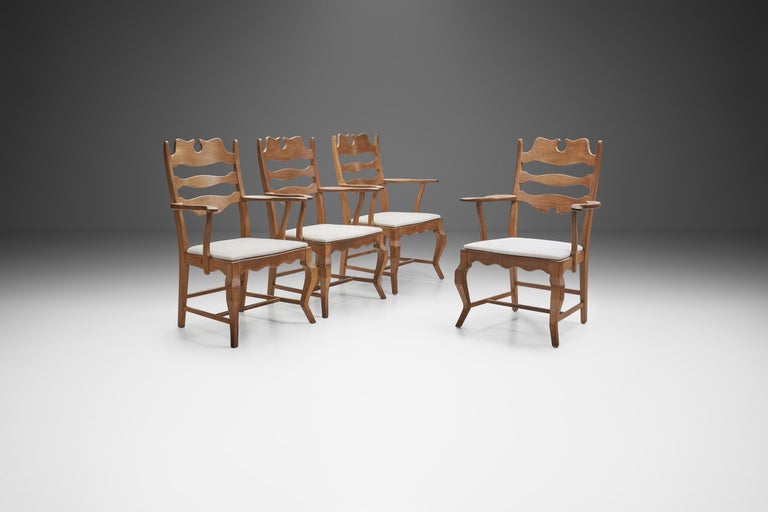 Henning Kjærnulf Set of Four Oak Dining Chairs, Denmark, 1960s For Sale 13