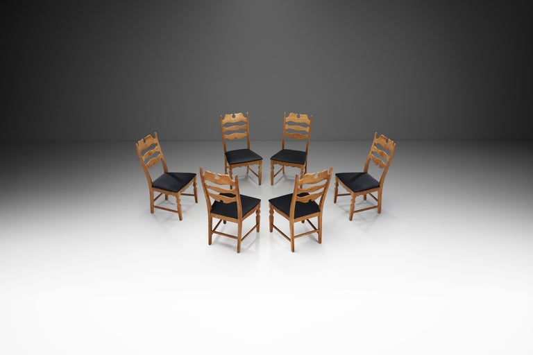Danish Henning Kjærnulf Set of Six Oak Dining Chairs for EG Møbler, Denmark 1960s For Sale