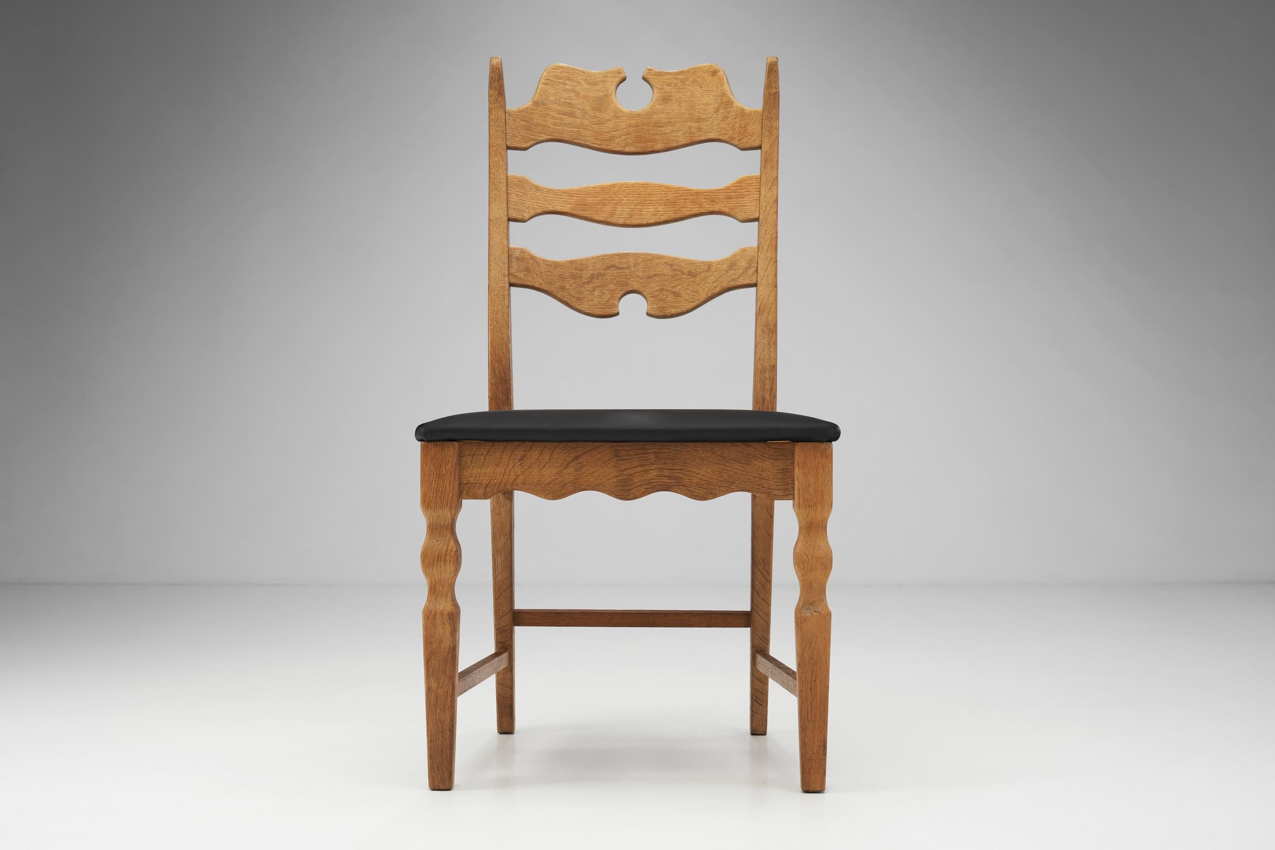Scandinavian Modern Henning Kjærnulf Set of Six Oak Dining Chairs for EG Møbler, Denmark 1960s For Sale