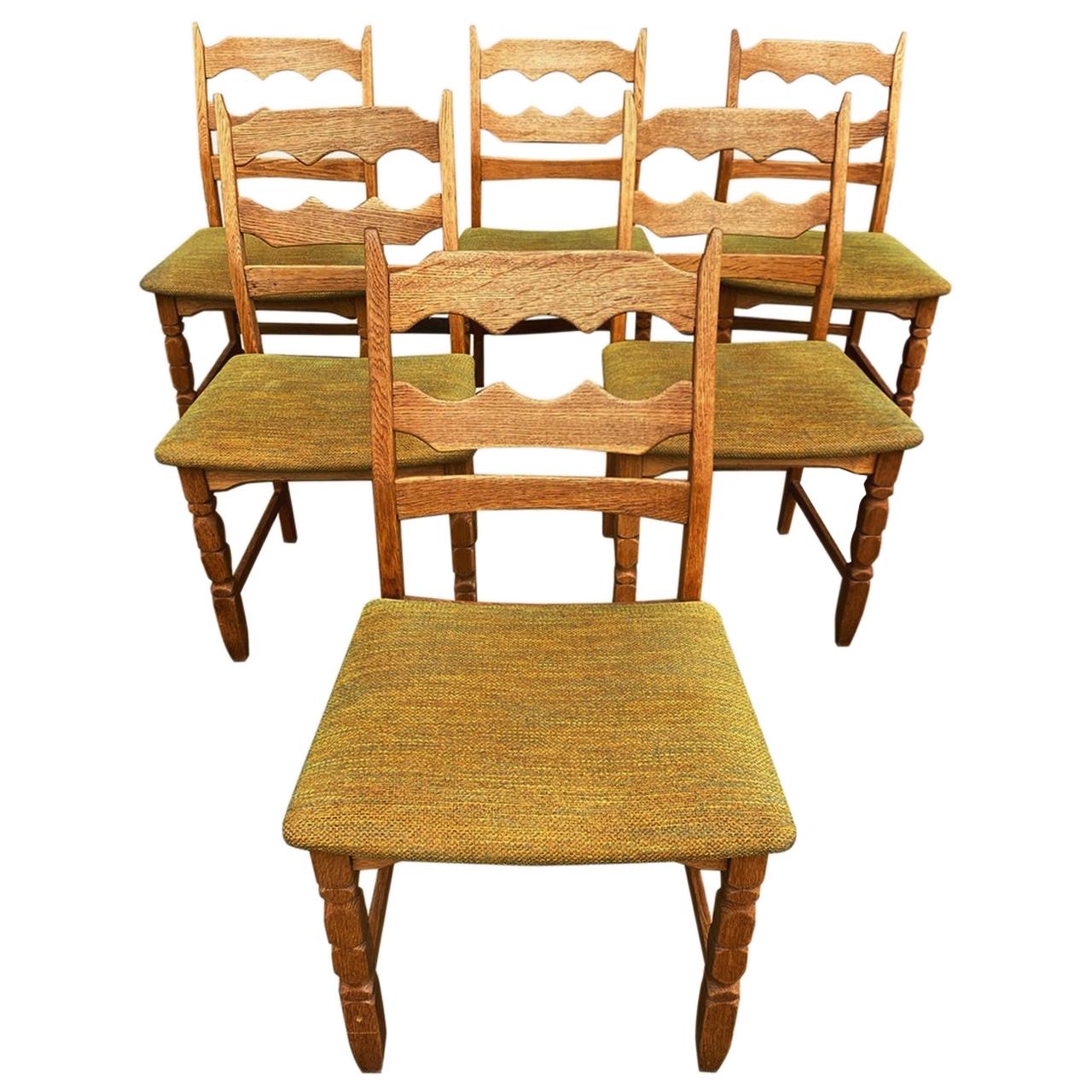 Henning Kjaernulf, Set of Six 'Razorblade' Danish Dining Room Chairs