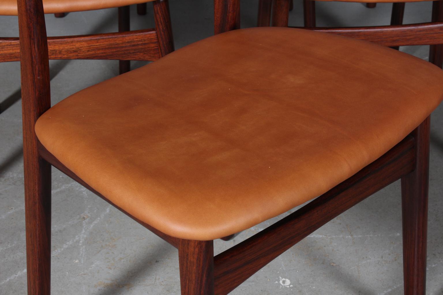Henning Kjærnulf Six Dining Chairs In Good Condition In Esbjerg, DK