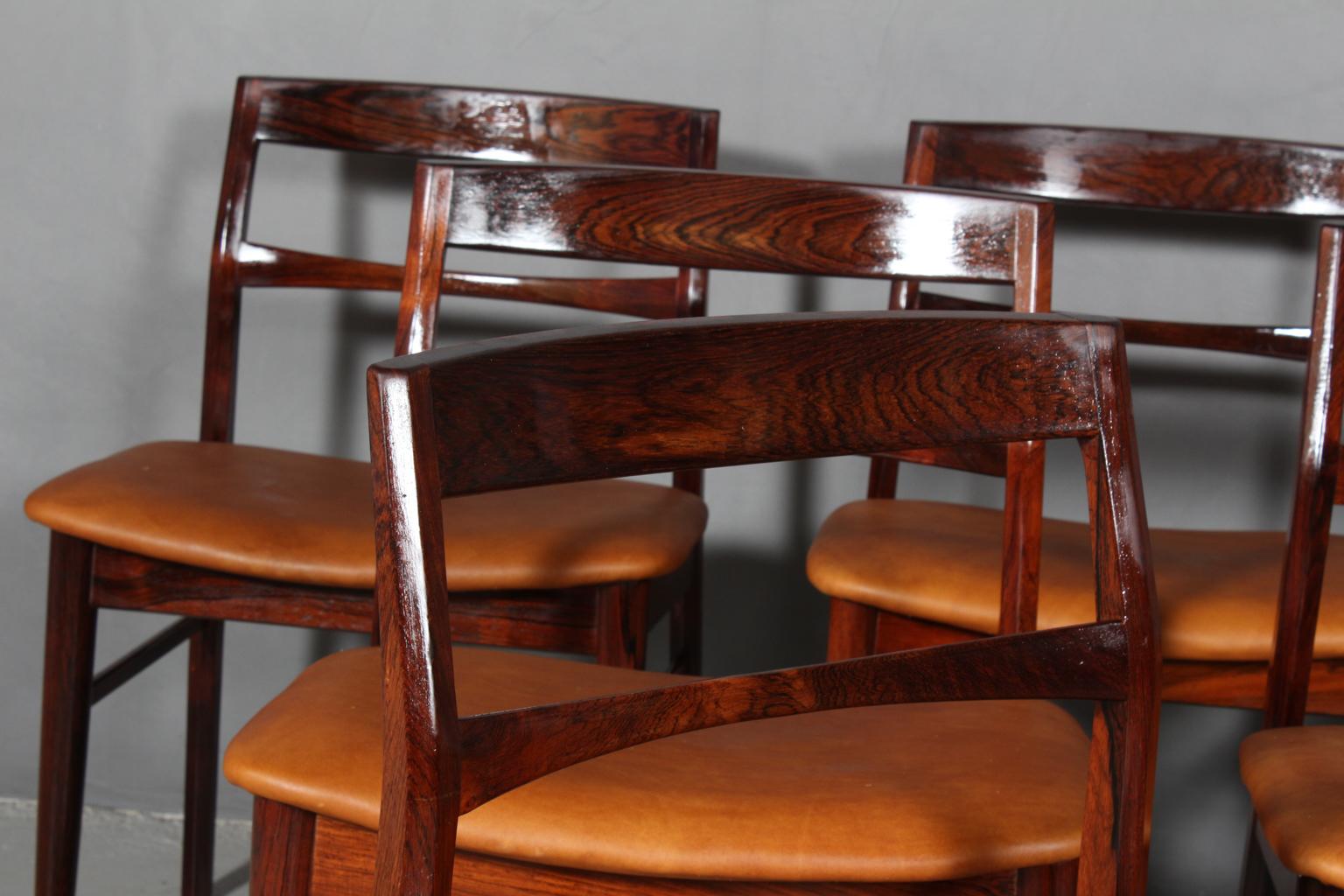 Scandinavian Modern Henning Kjærnulf Six Rosewood Dining Chairs