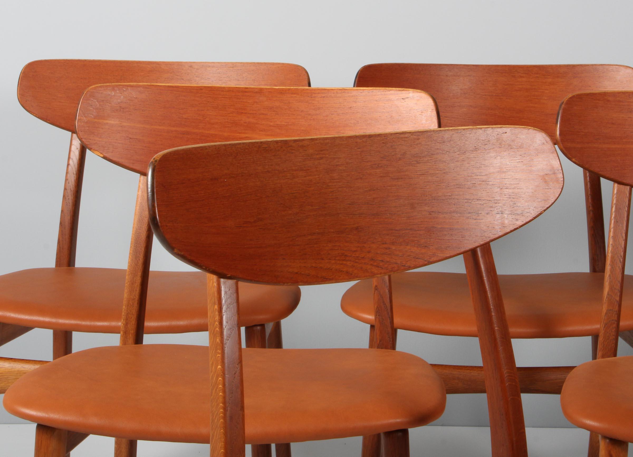 Scandinavian Modern Henning Kjærnulf Six Dining Chairs