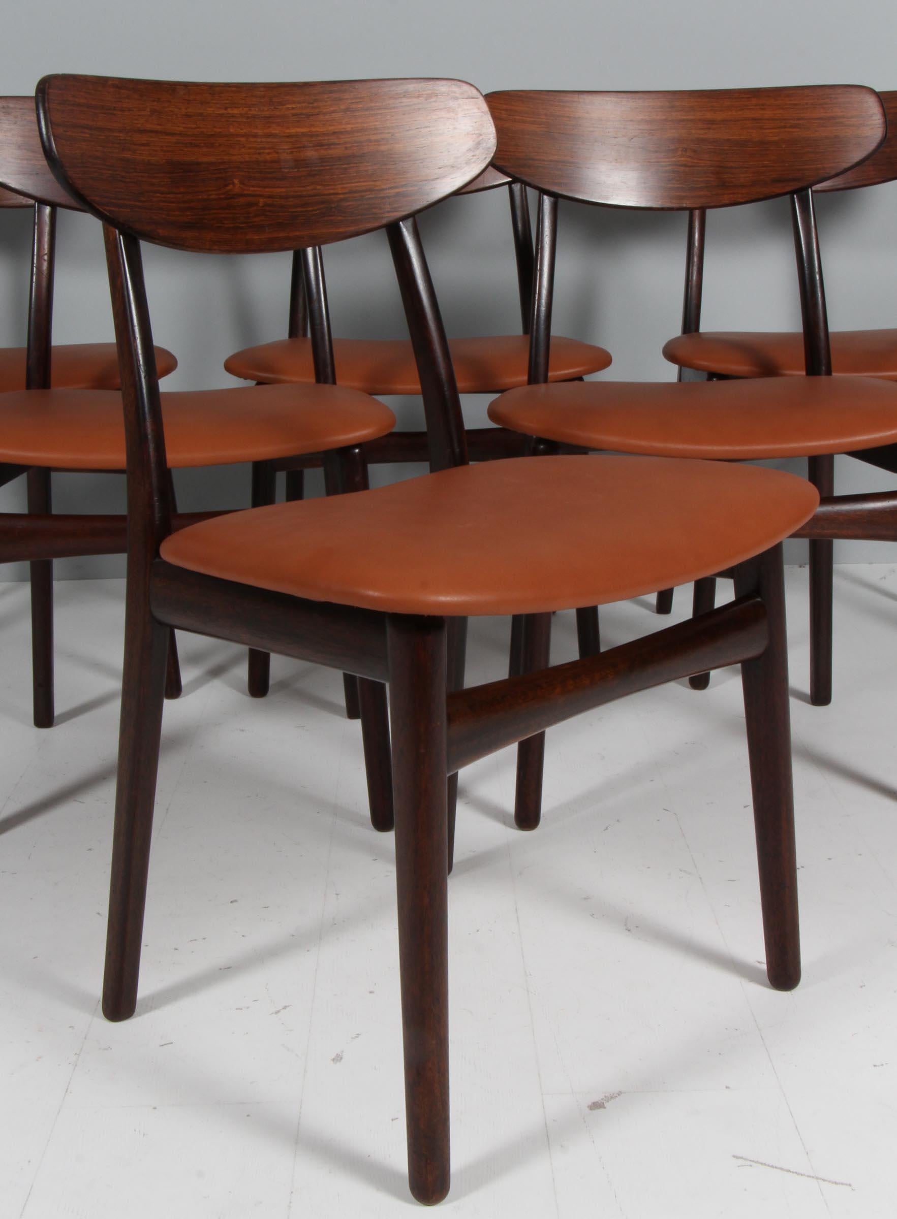 Danish Henning Kjærnulf Six Rosewood Dining Chairs For Sale