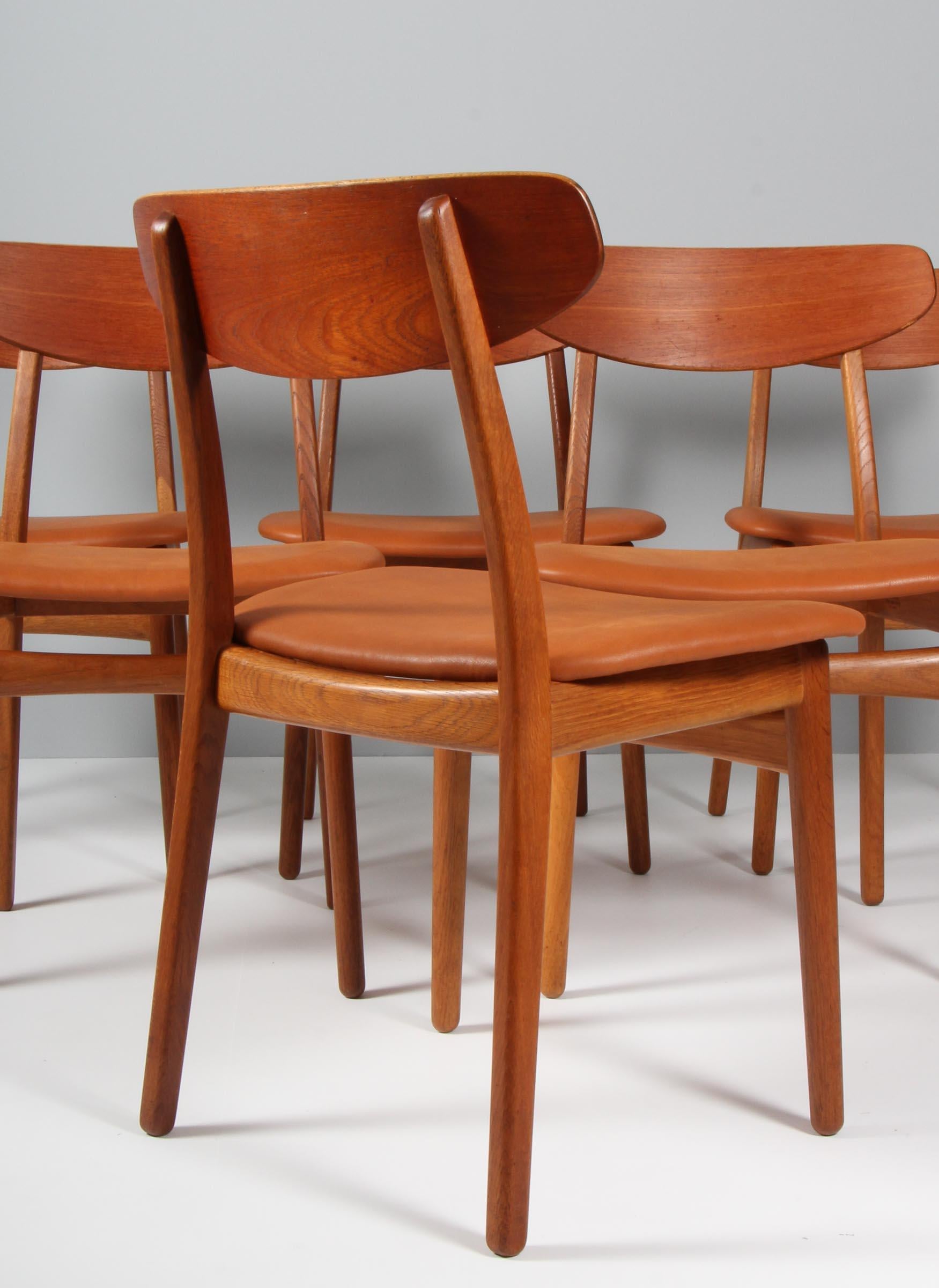 Leather Henning Kjærnulf Six Dining Chairs