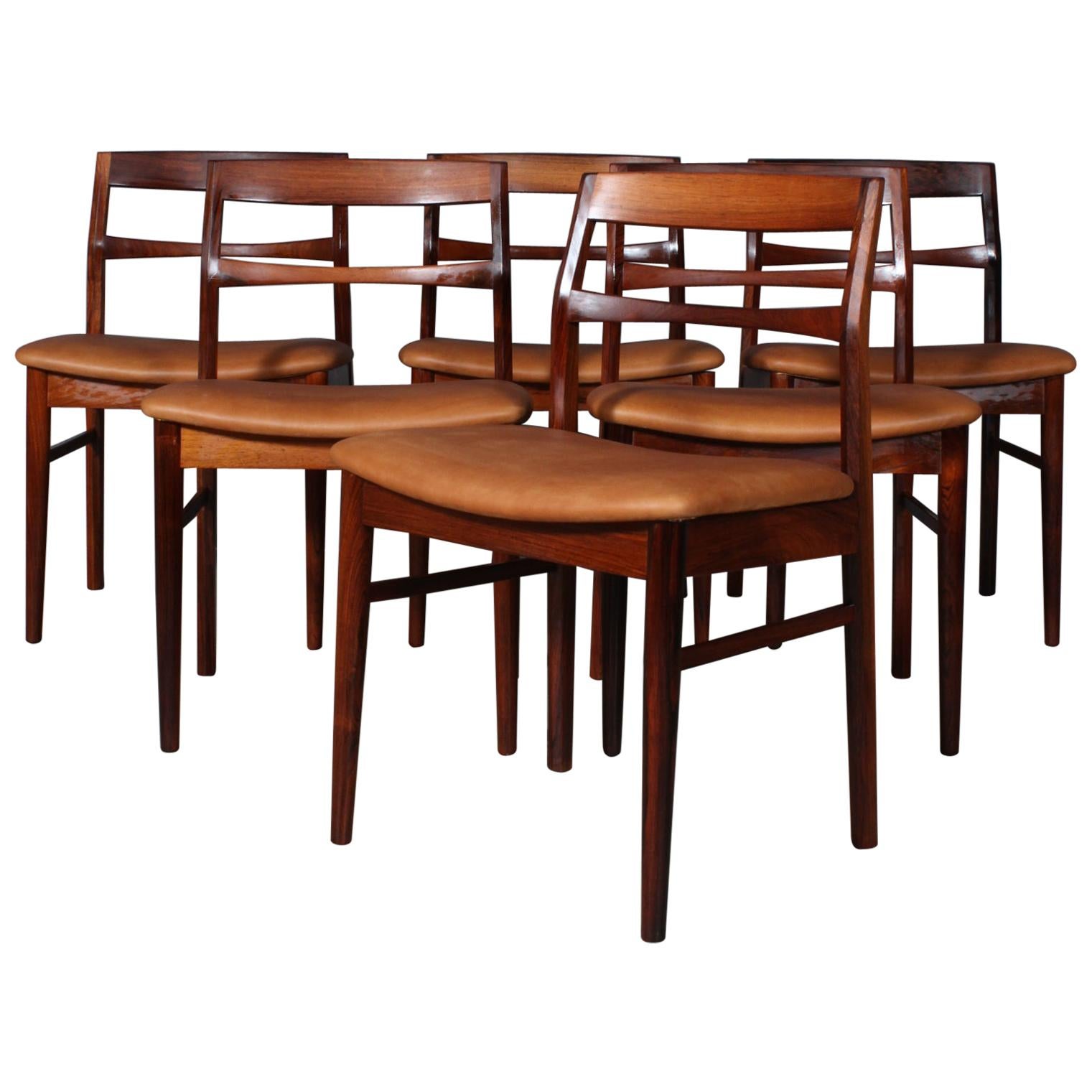 Henning Kjærnulf Six Rosewood Dining Chairs
