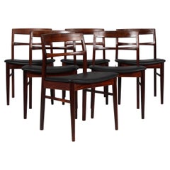 Henning Kjærnulf Six Rosewood Dining Chairs, full grain leather