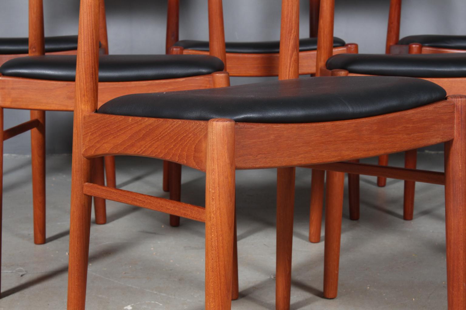 Scandinavian Modern Henning Kjærnulf Six Teak Dining Chairs