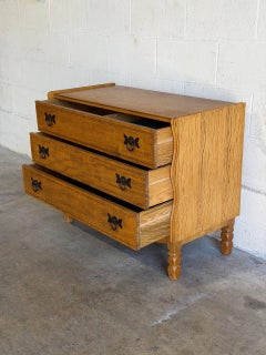 Henning Kjaernulf Small 3-Drawer Oak Dresser with Ring Pulls Denmark 1960s