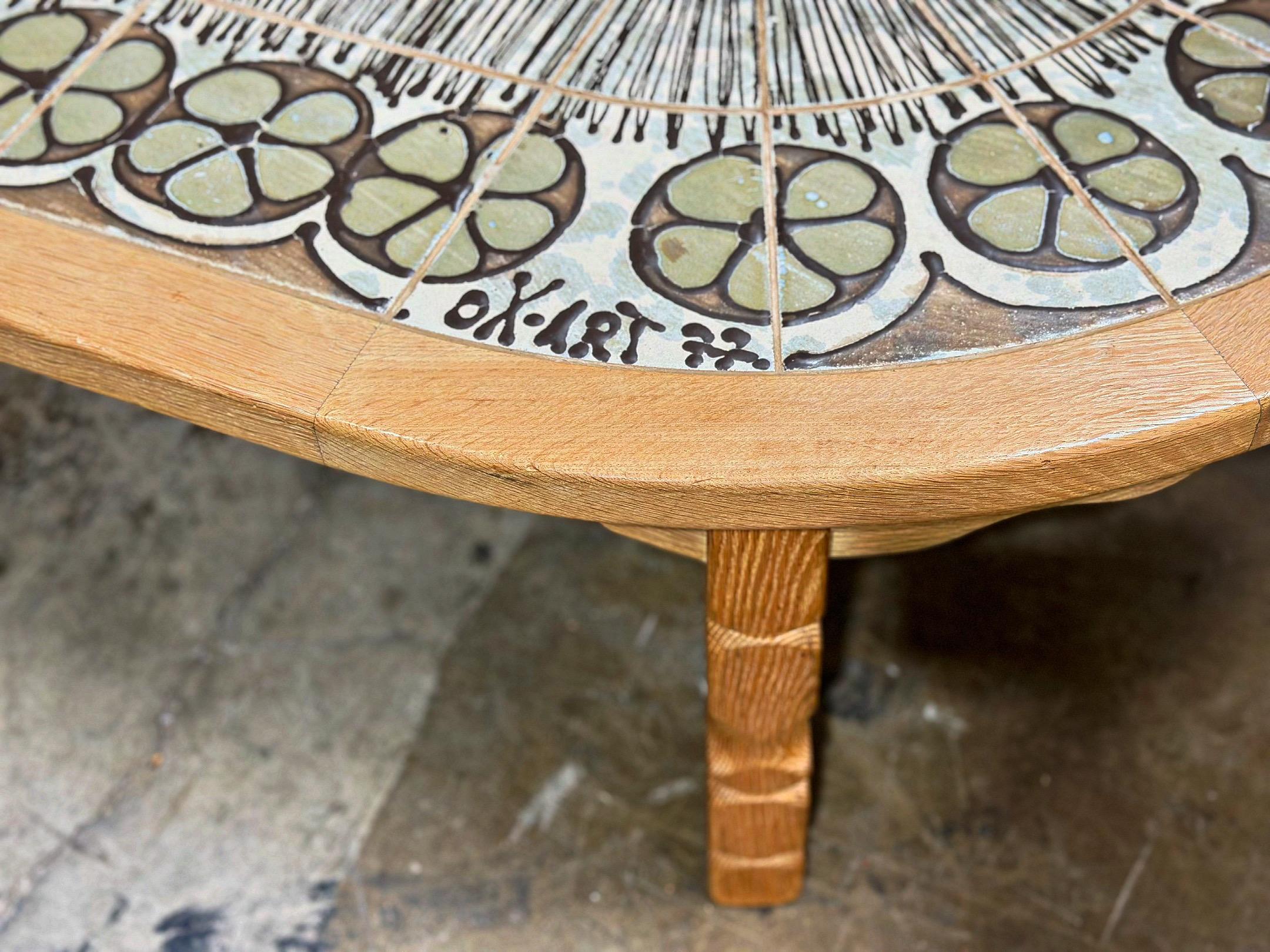 Henning Kjaernulf Solid Oak Coffee Table - Midcentury Danish Modern Ox Art Tile 1